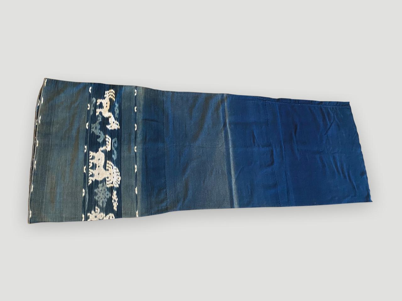 Andrianna Shamaris Indigo and White Antique Ikat Skirt In Excellent Condition In New York, NY