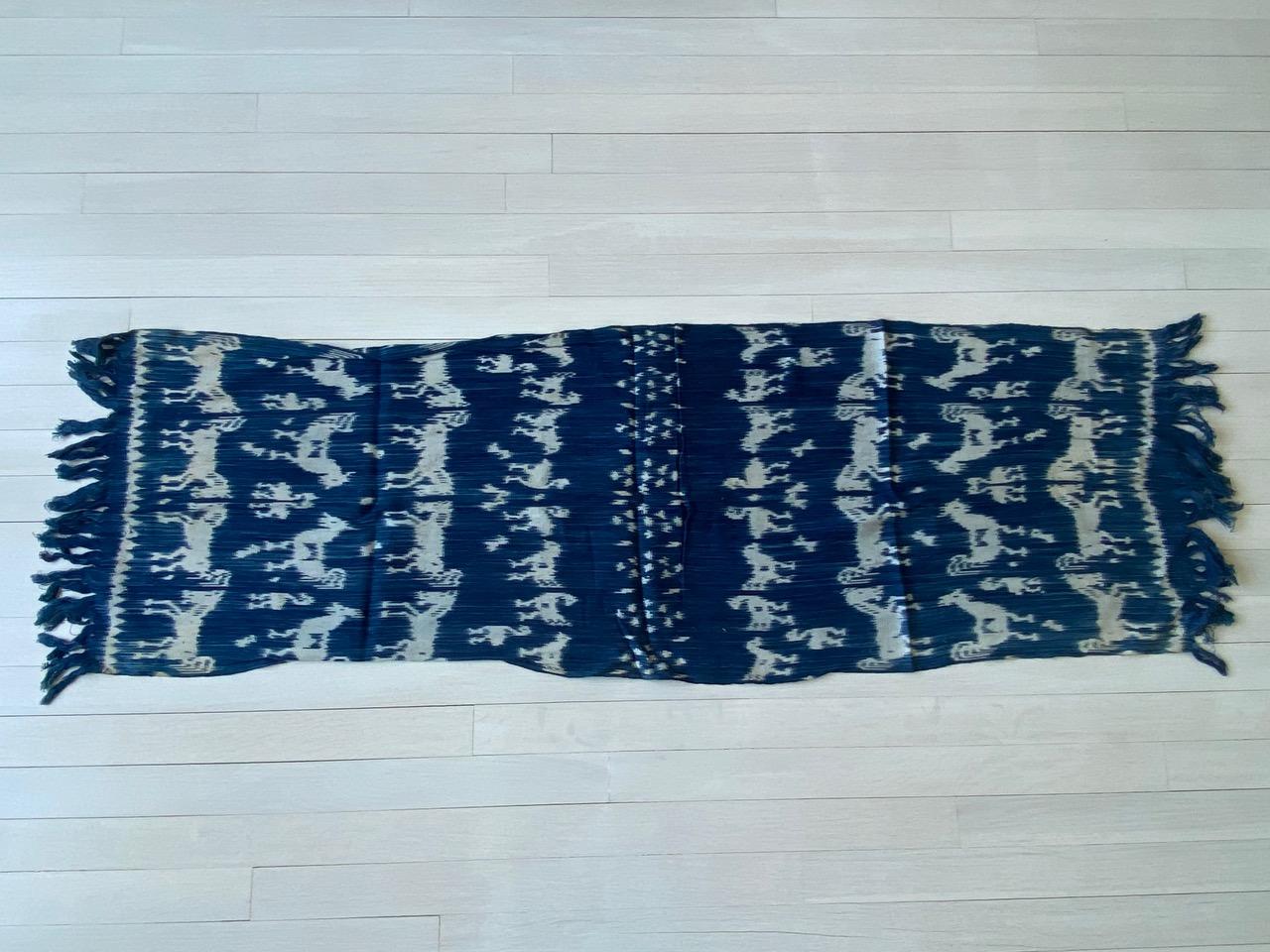 Indonesian Andrianna Shamaris Indigo Cotton Sumba Textile For Sale