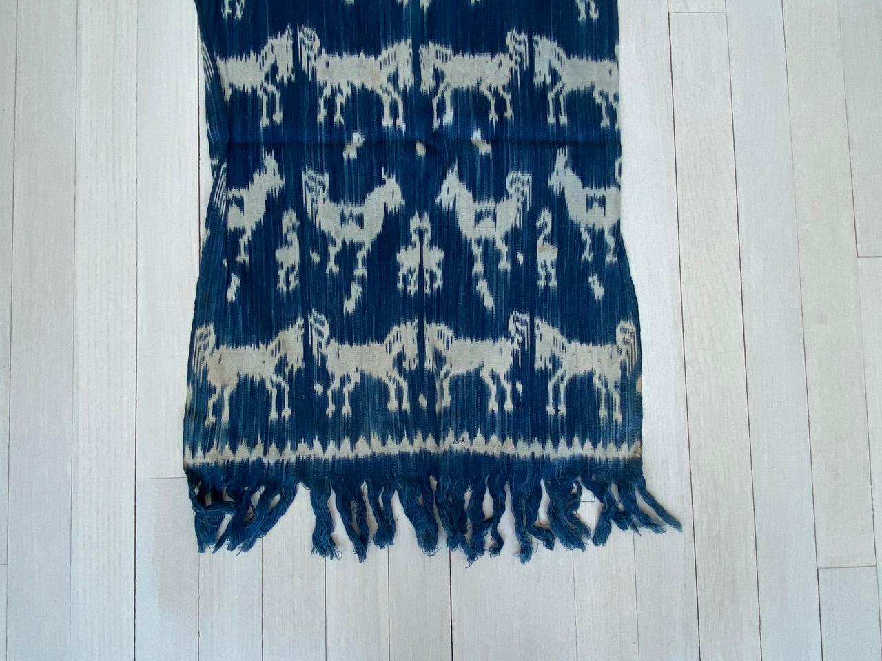Hand-Woven Andrianna Shamaris Indigo Cotton Sumba Textile For Sale