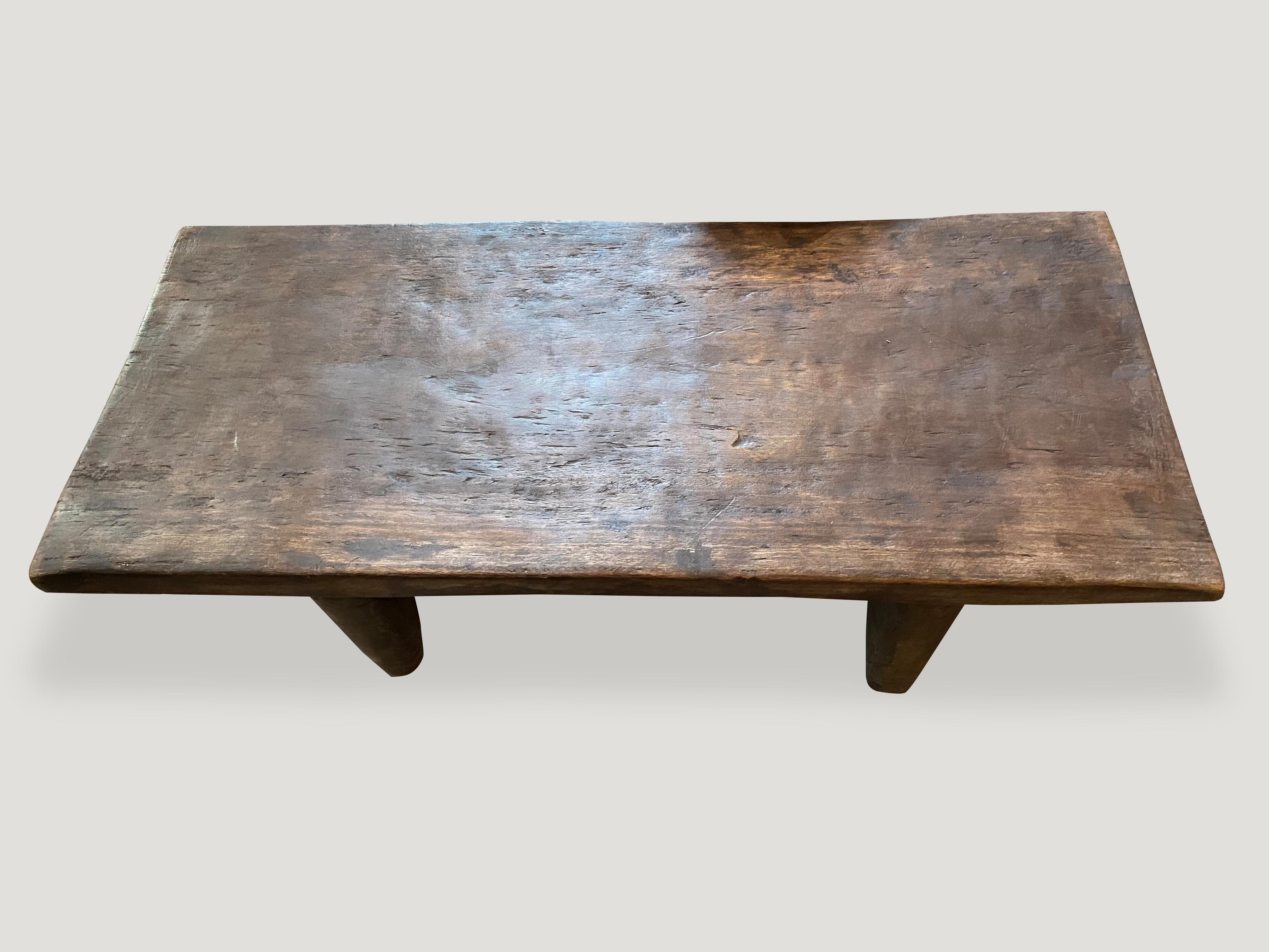 Iroko Wood Antique African Coffee Table or Bench In Excellent Condition In New York, NY