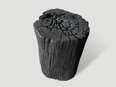 Andrianna Shamaris Charred Ulin Wood Side Table, Modern Organic Design