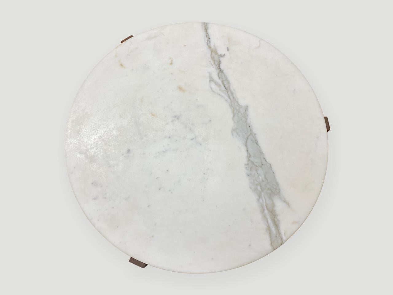 Andrianna Shamaris Italian Marble Side Table In Excellent Condition For Sale In New York, NY