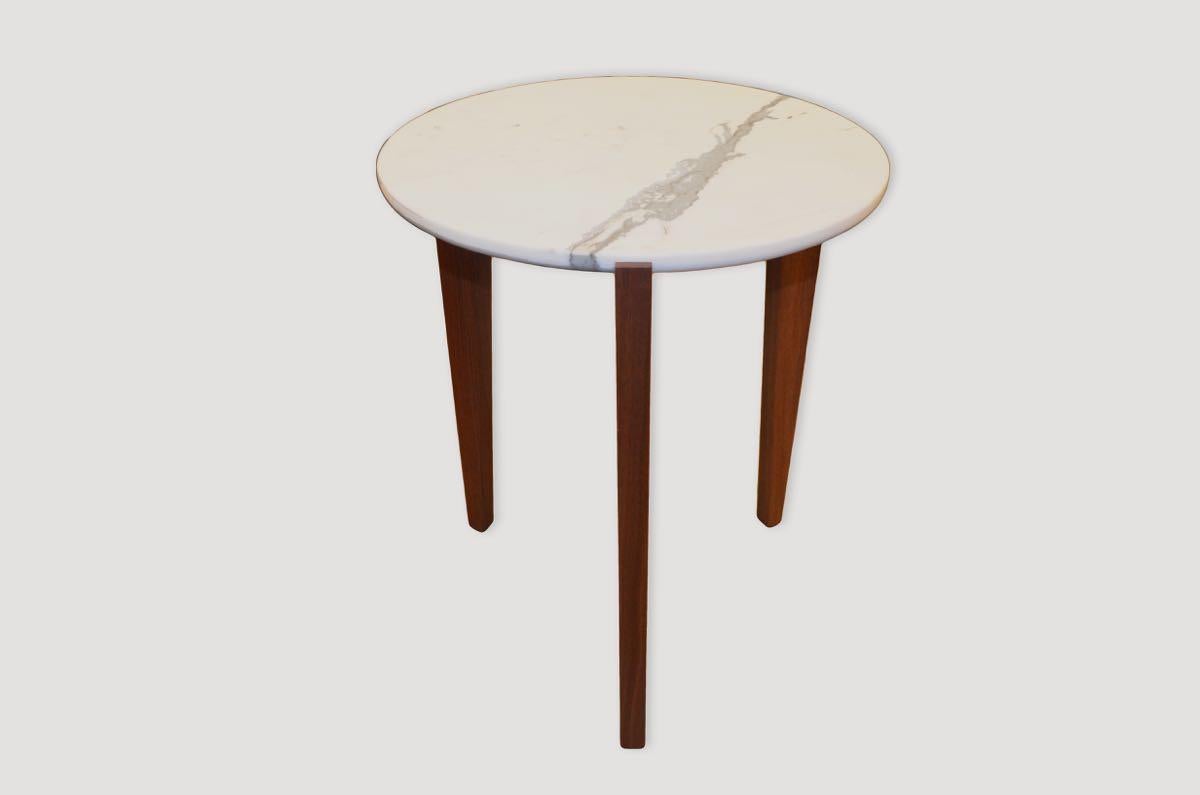 Andrianna Shamaris Italian Marble Top Side Table In Excellent Condition In New York, NY