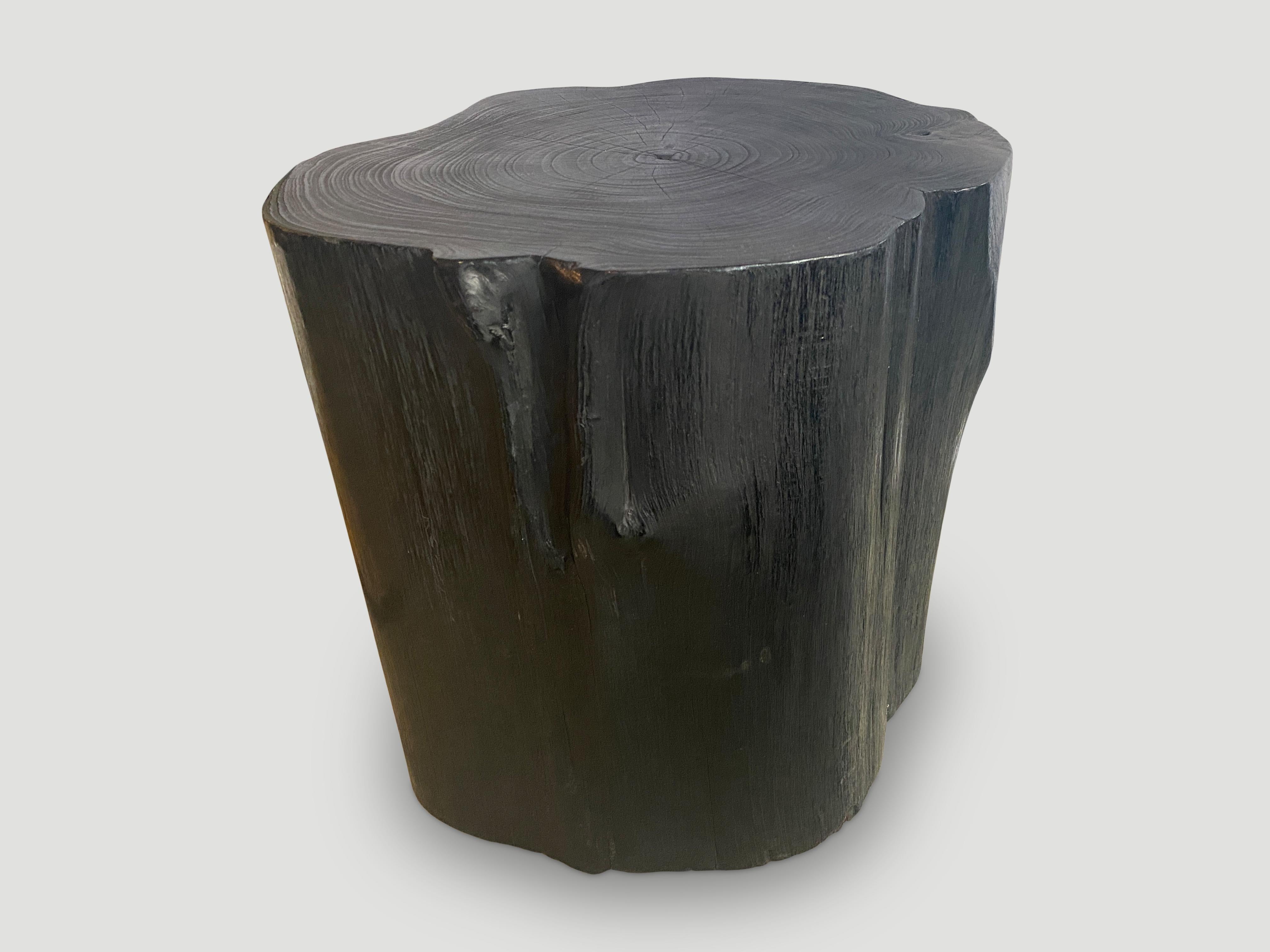 Andrianna Shamaris Large Charred Teak Wood Side Table In Excellent Condition For Sale In New York, NY