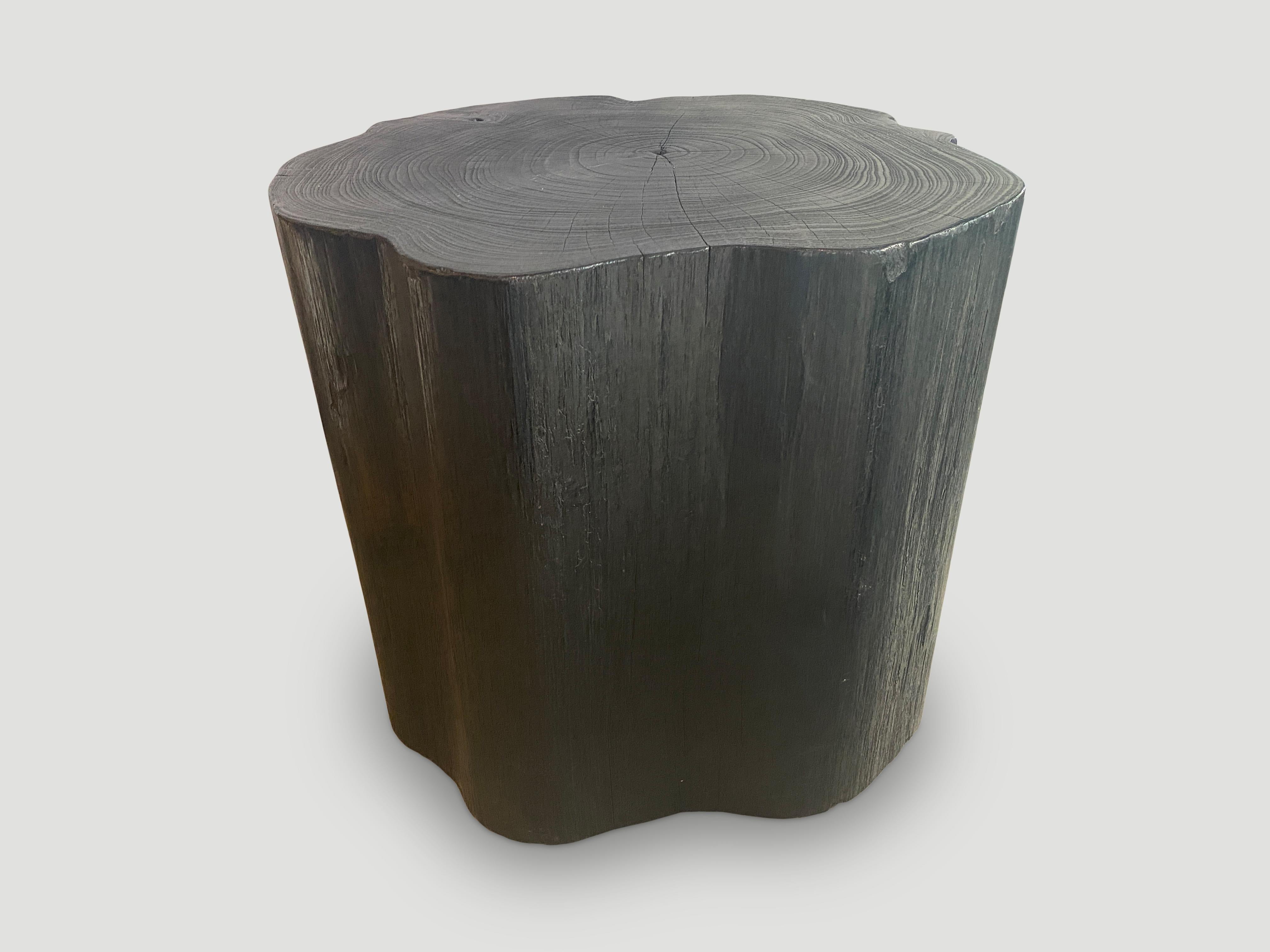 Contemporary Andrianna Shamaris Large Charred Teak Wood Side Table For Sale