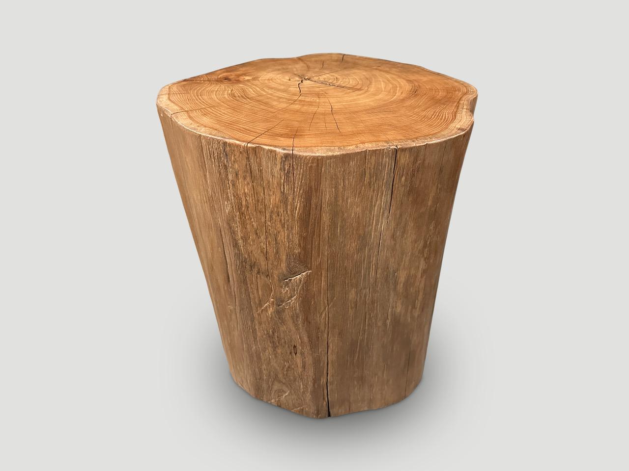 Andrianna Shamaris Large Natural Teak Wood Side Table In Excellent Condition For Sale In New York, NY