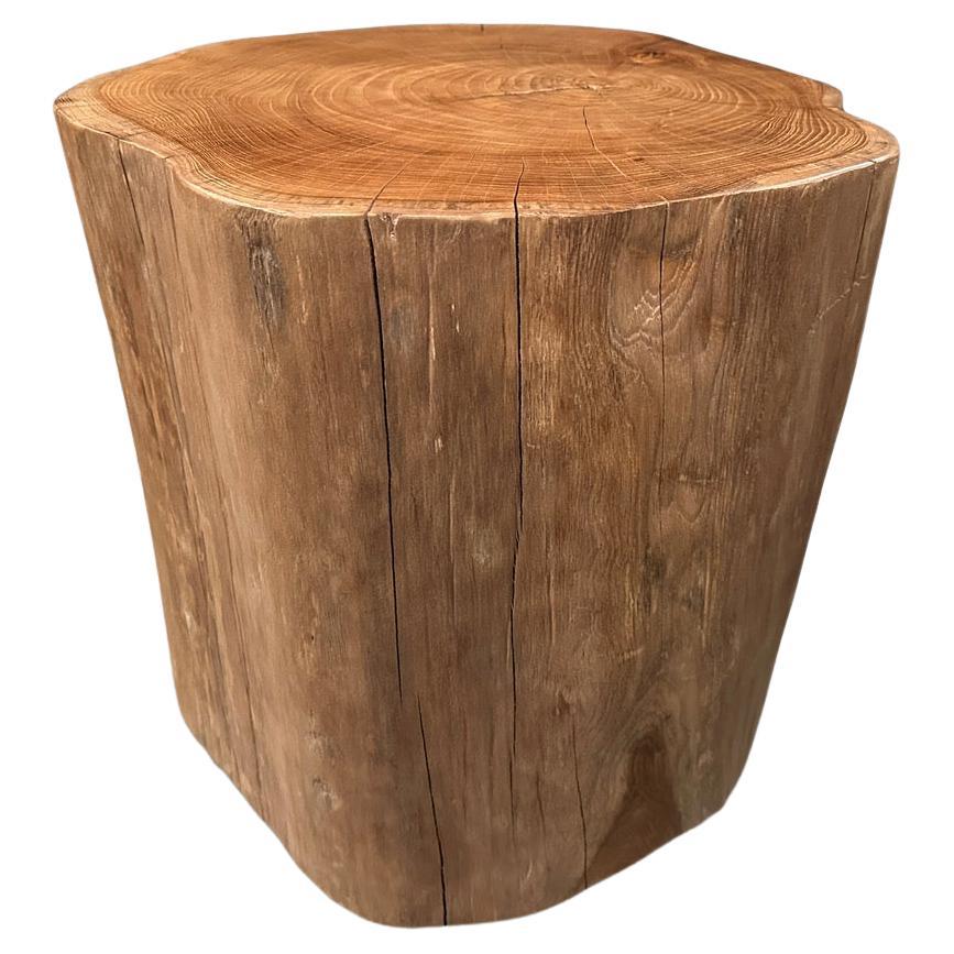 Andrianna Shamaris Large Natural Teak Wood Side Table For Sale