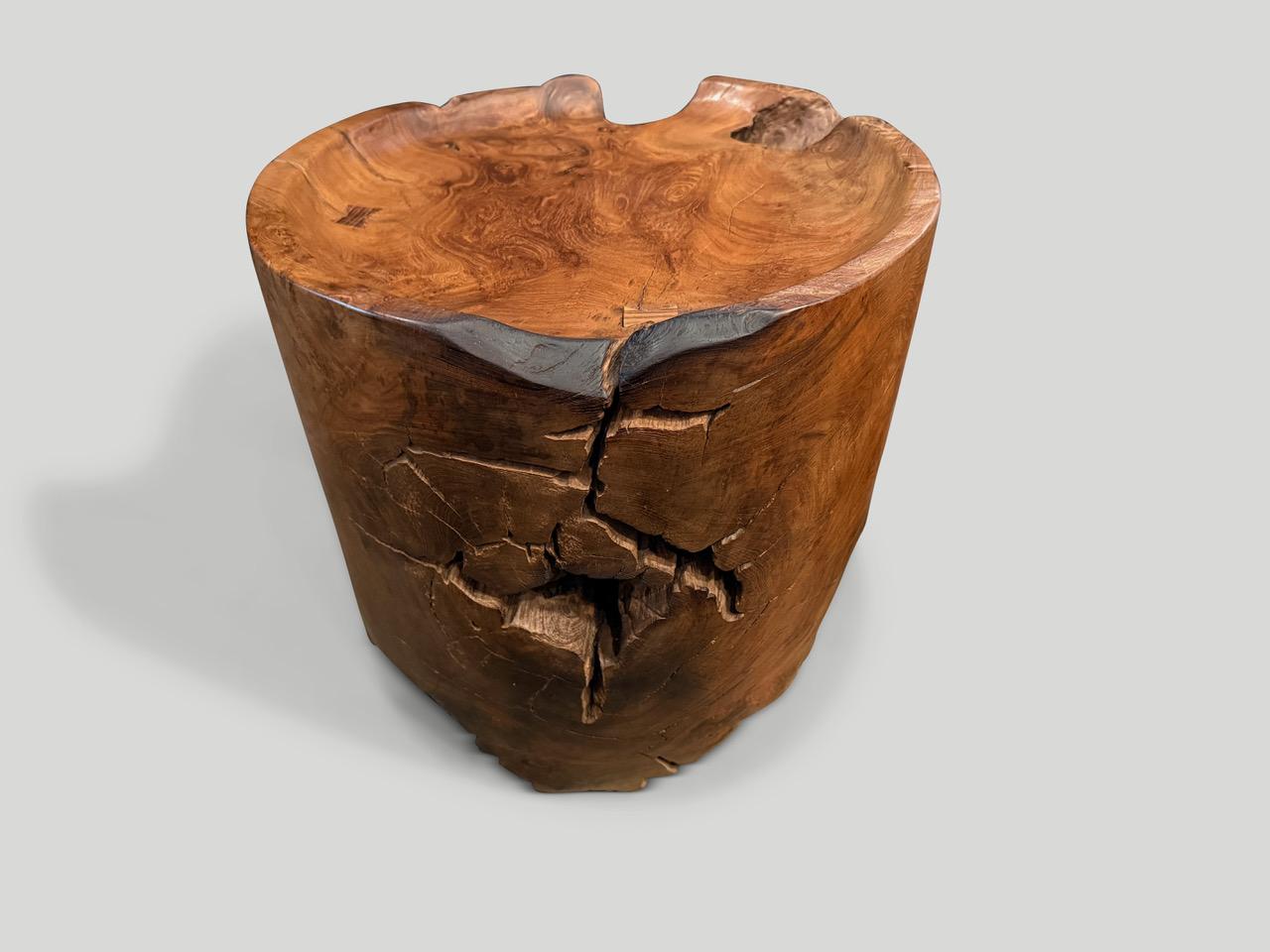 Andrianna Shamaris, grande table d'appoint sculpturale à plateau en bois de teck Excellent état - En vente à New York, NY