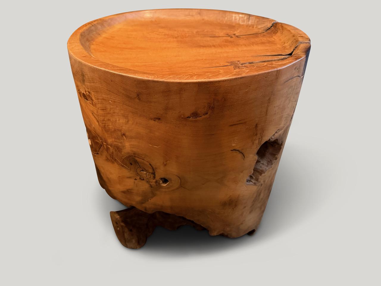 Andrianna Shamaris, grande table d'appoint sculpturale à plateau en bois de teck Excellent état - En vente à New York, NY