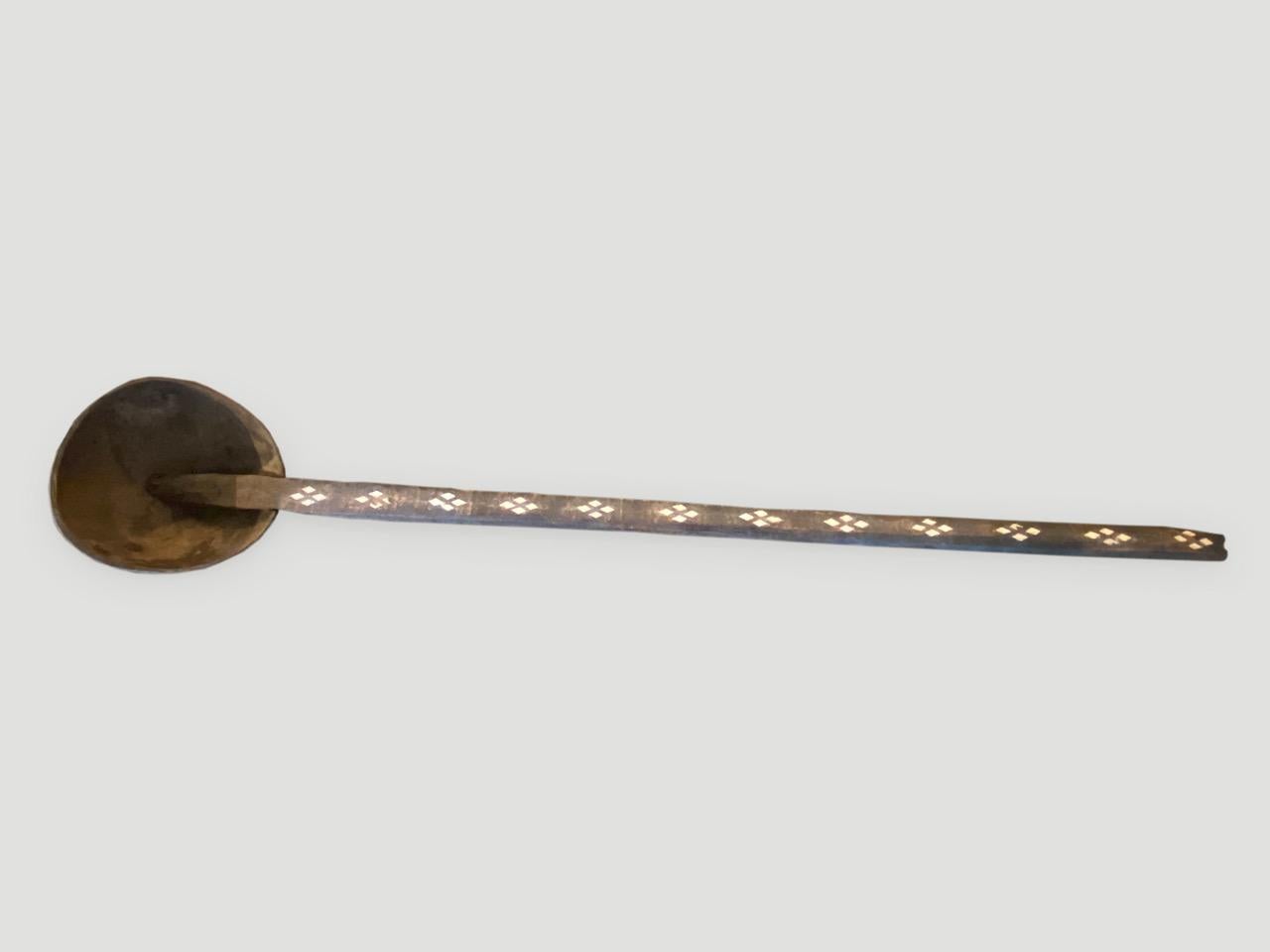 20th Century Andrianna Shamaris Large Wood and Coconut Shell Antique Ladle For Sale