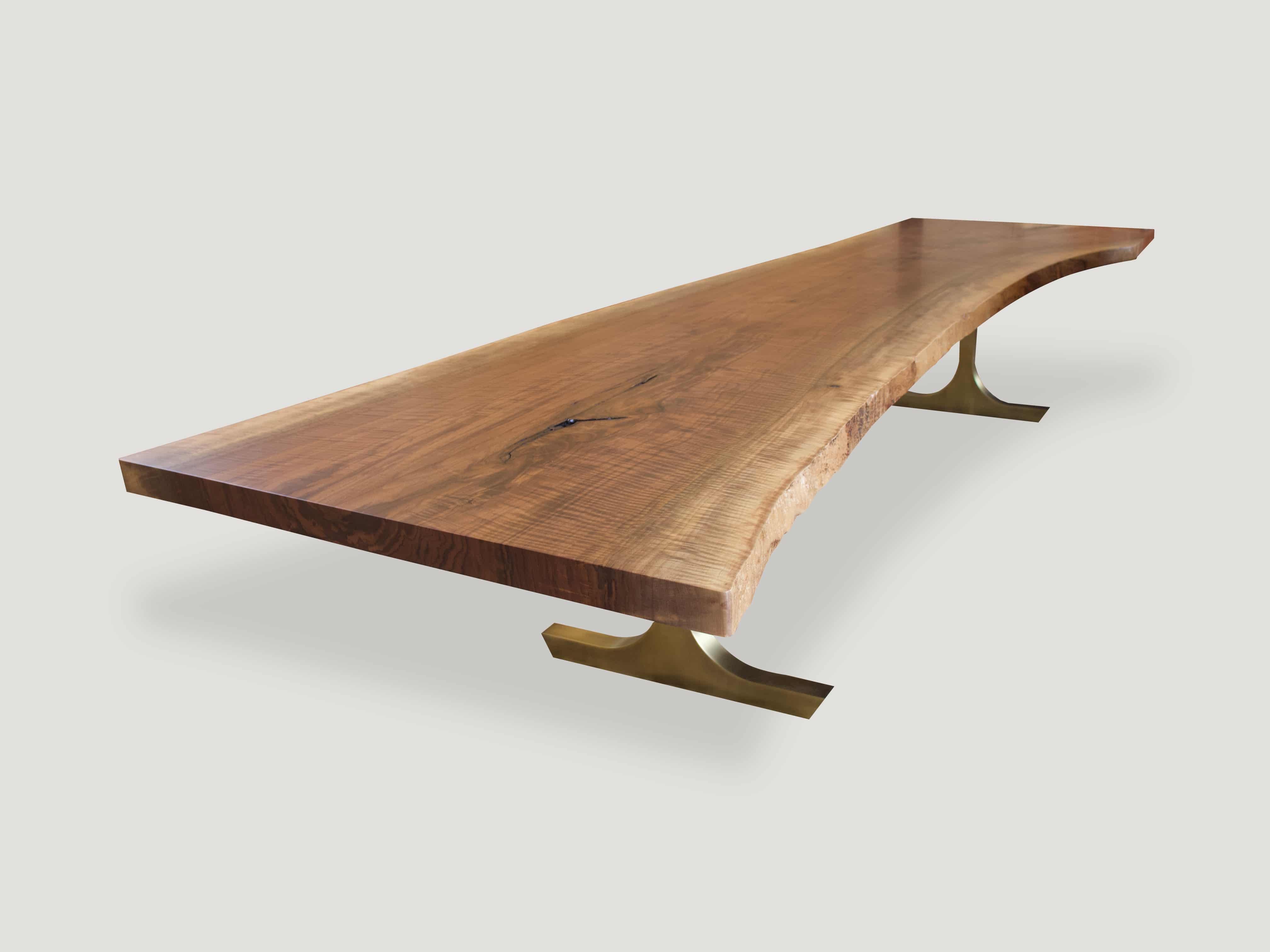 Organic Modern Andrianna Shamaris Live Edge Dining Table with Bronze Base For Sale