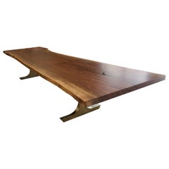 Andrianna Shamaris Live Edge Dining Table with Bronze Base