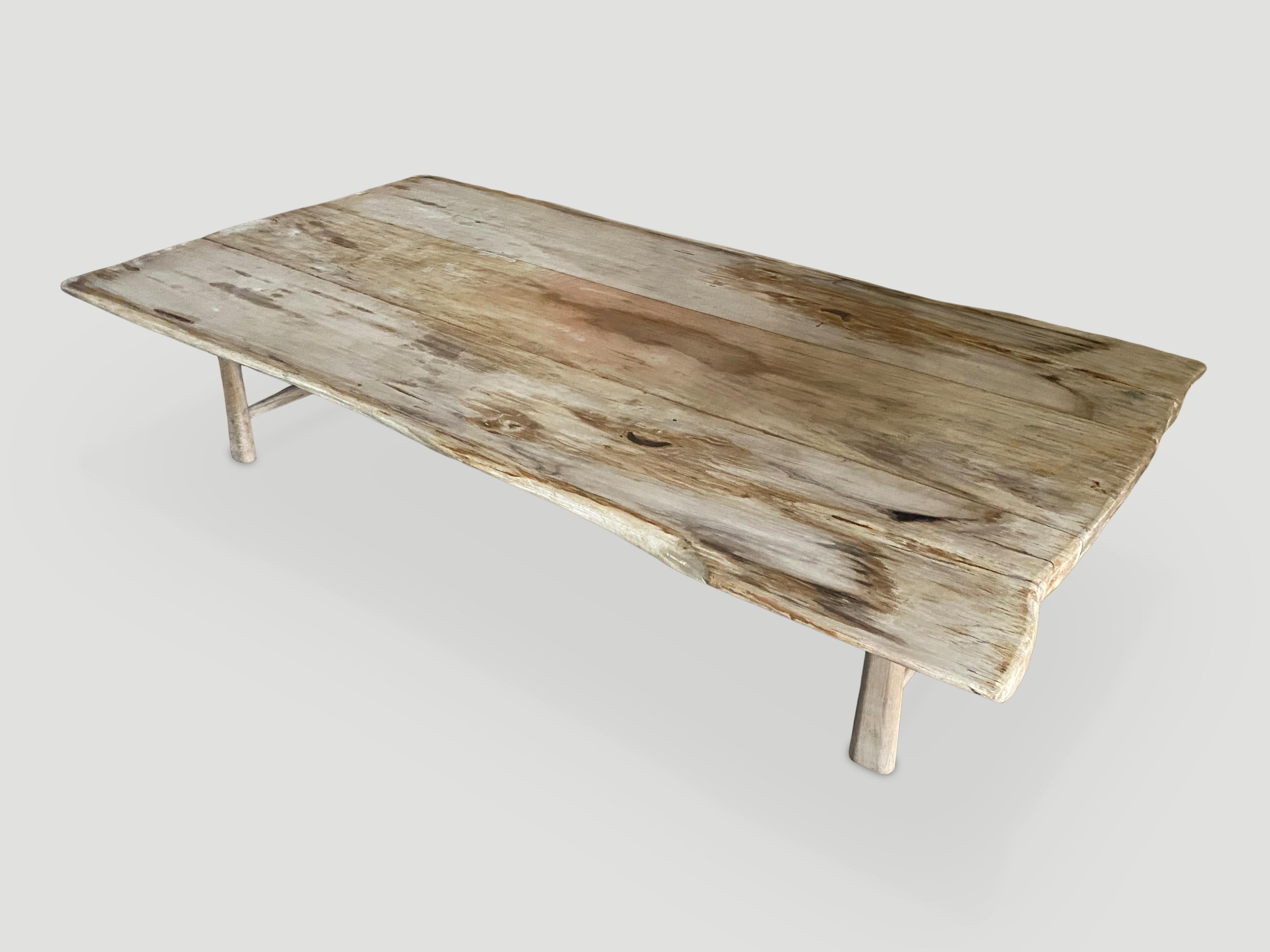 Organic Modern Andrianna Shamaris Live Edge Petrified Wood Coffee Table or Dining Table For Sale