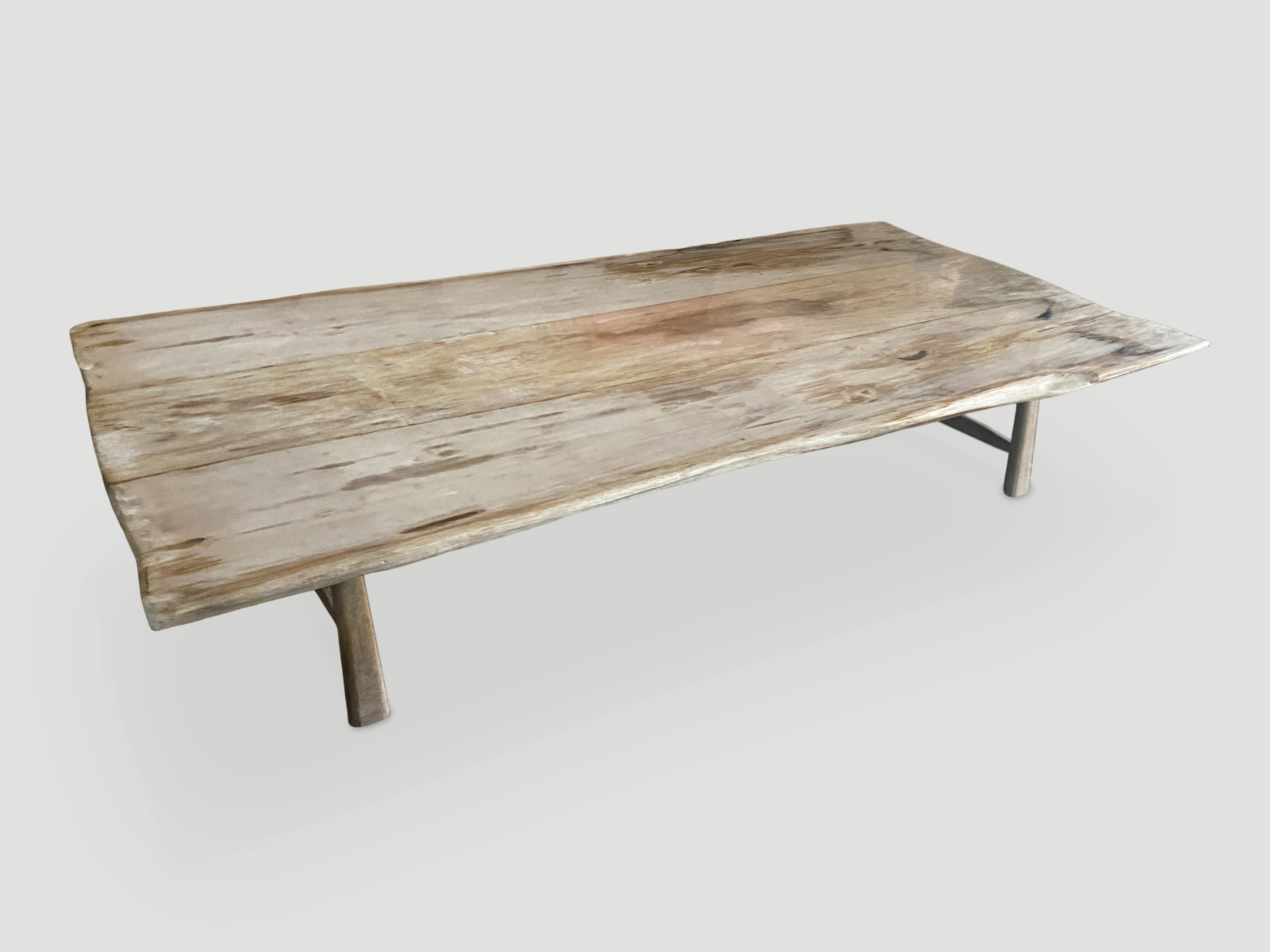 Andrianna Shamaris Live Edge Petrified Wood Coffee Table or Dining Table In Excellent Condition For Sale In New York, NY