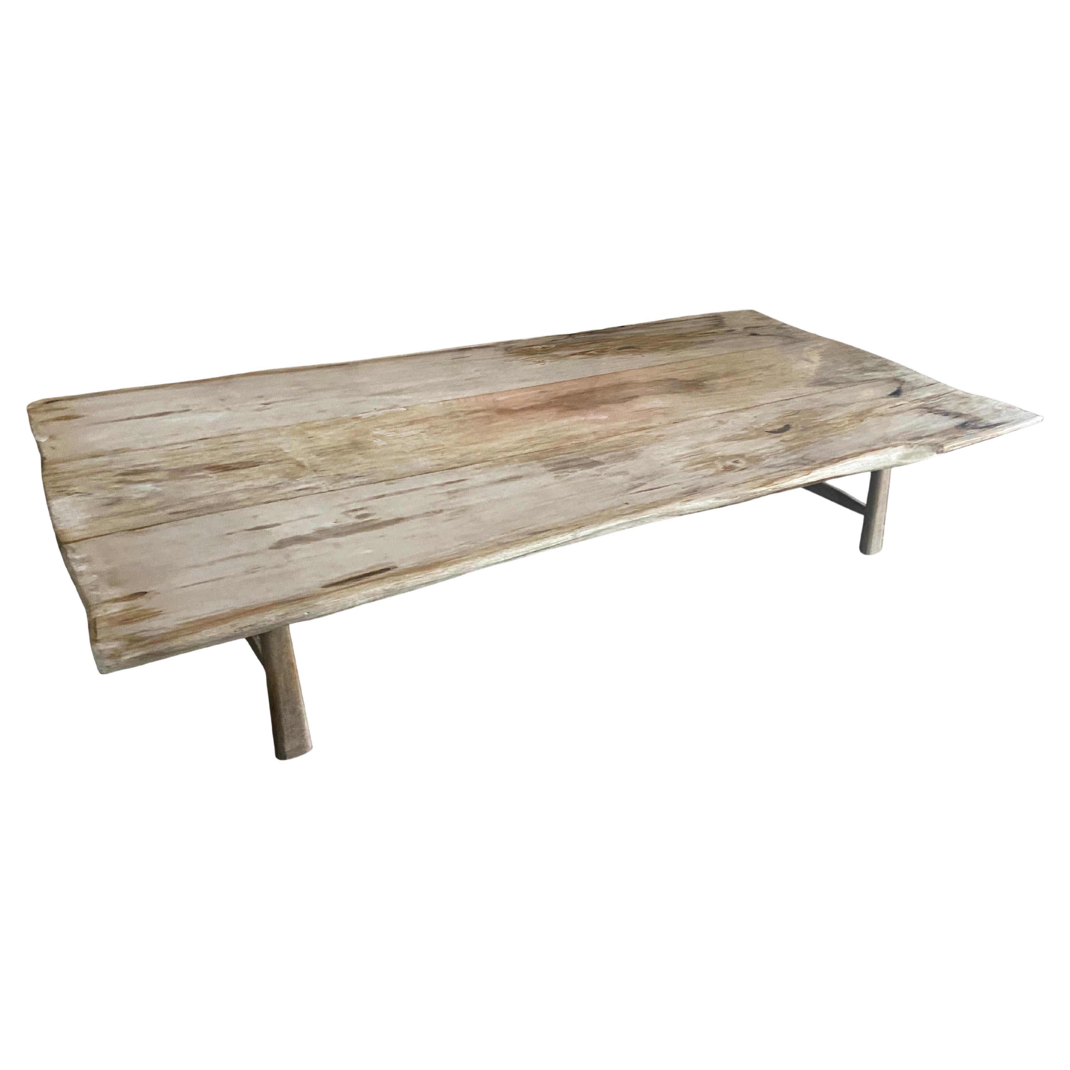 Table basse ou table à manger Andrianna Shamaris en bois pétrifié à bords naturels en vente
