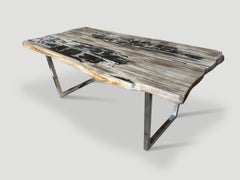 Andrianna Shamaris Live Edge Dining Table with Petrified Wood Base