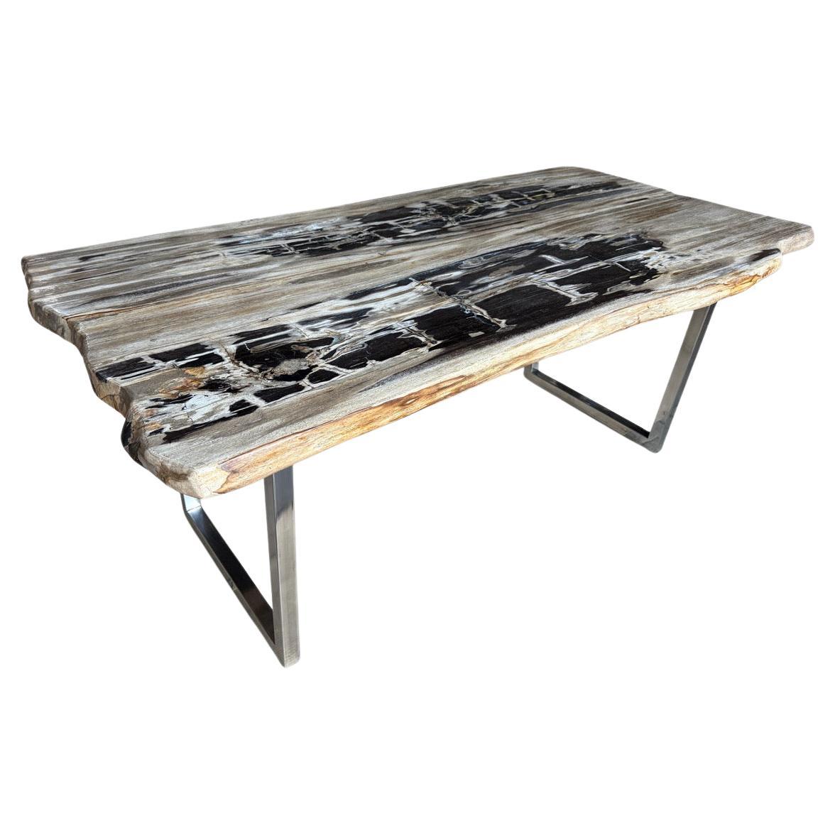 Andrianna Shamaris Live Edge Petrified Wood Dining Table