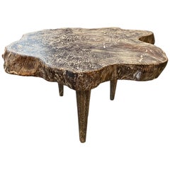 Andrianna Shamaris Live Edge Single Charred Cerused Teak Wood Side Table