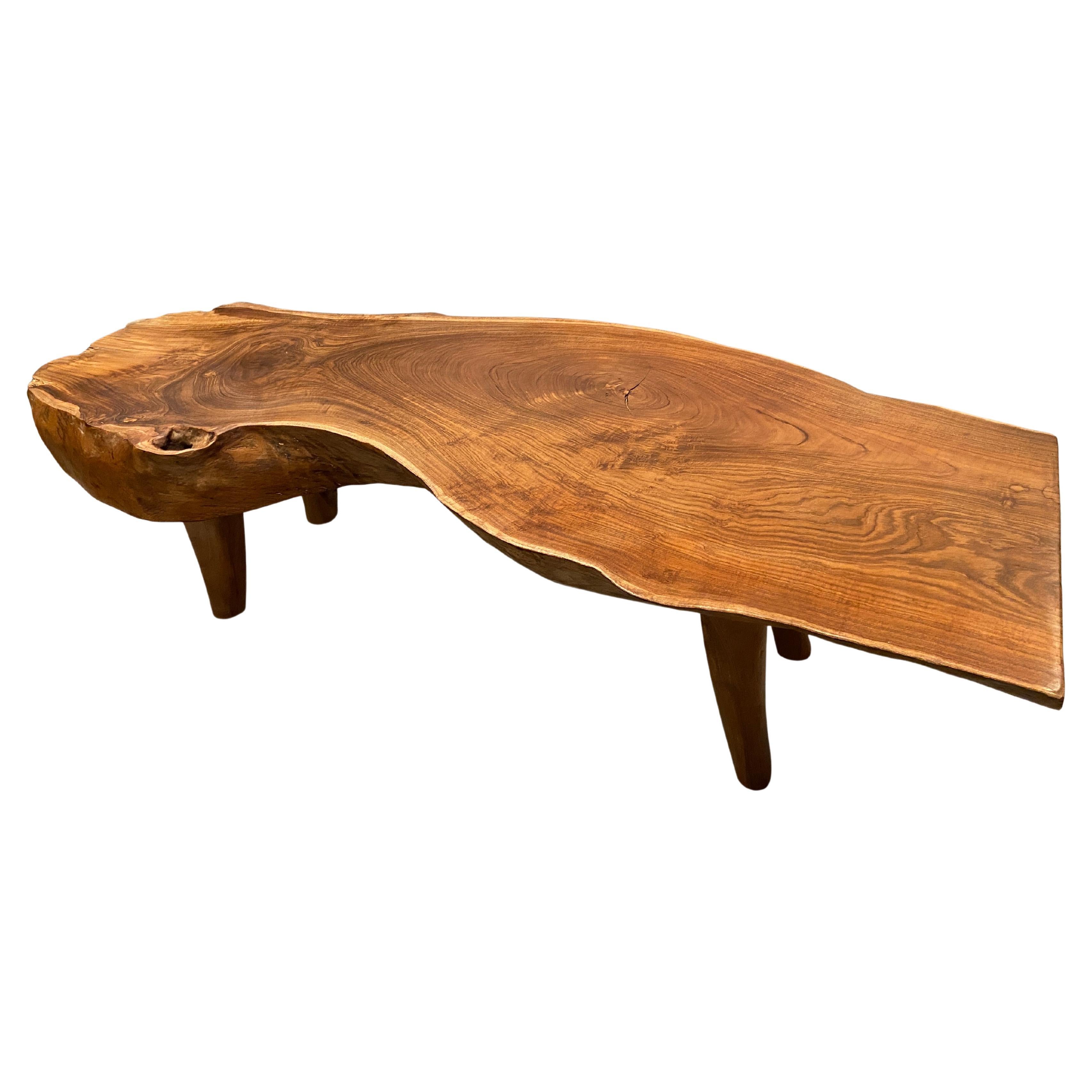 Andrianna Shamaris Single Slab Teak Wood Live Edge Coffee Table at 1stDibs