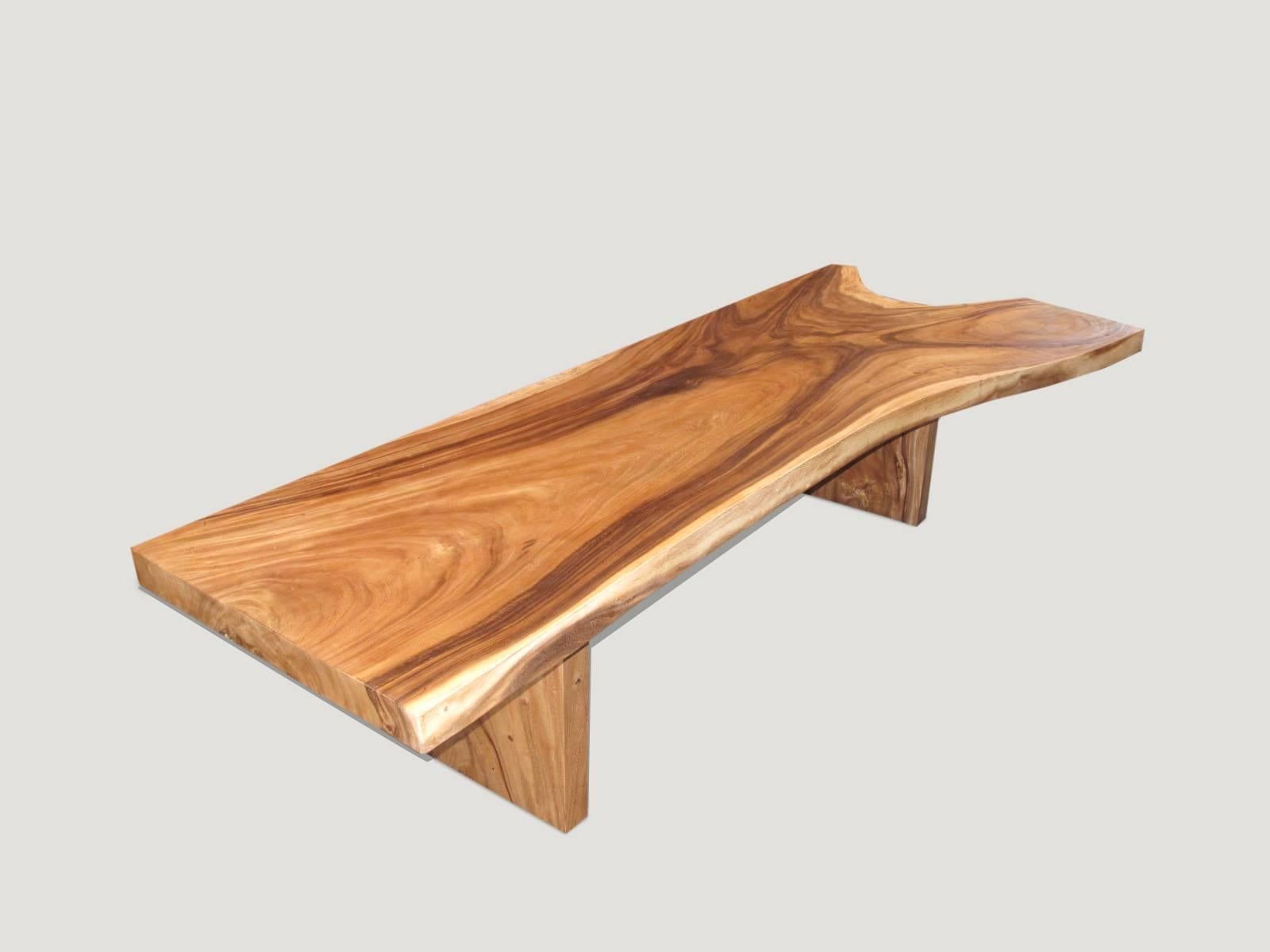 Single slab reclaimed suar wood with beautiful natural contrasting grain. Shown with a modern minimalist base. Custom sizes available.

Own an Andrianna Shamaris original.

Andrianna Shamaris. The Leader In Modern Organic Design™