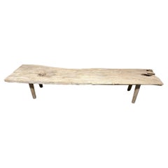 Andrianna Shamaris Live Edge Teak Wood Bench, Minimalist Design