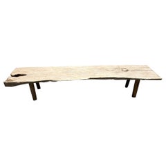 Andrianna Shamaris Live Edge Teak Wood Bench, Minimalist Design