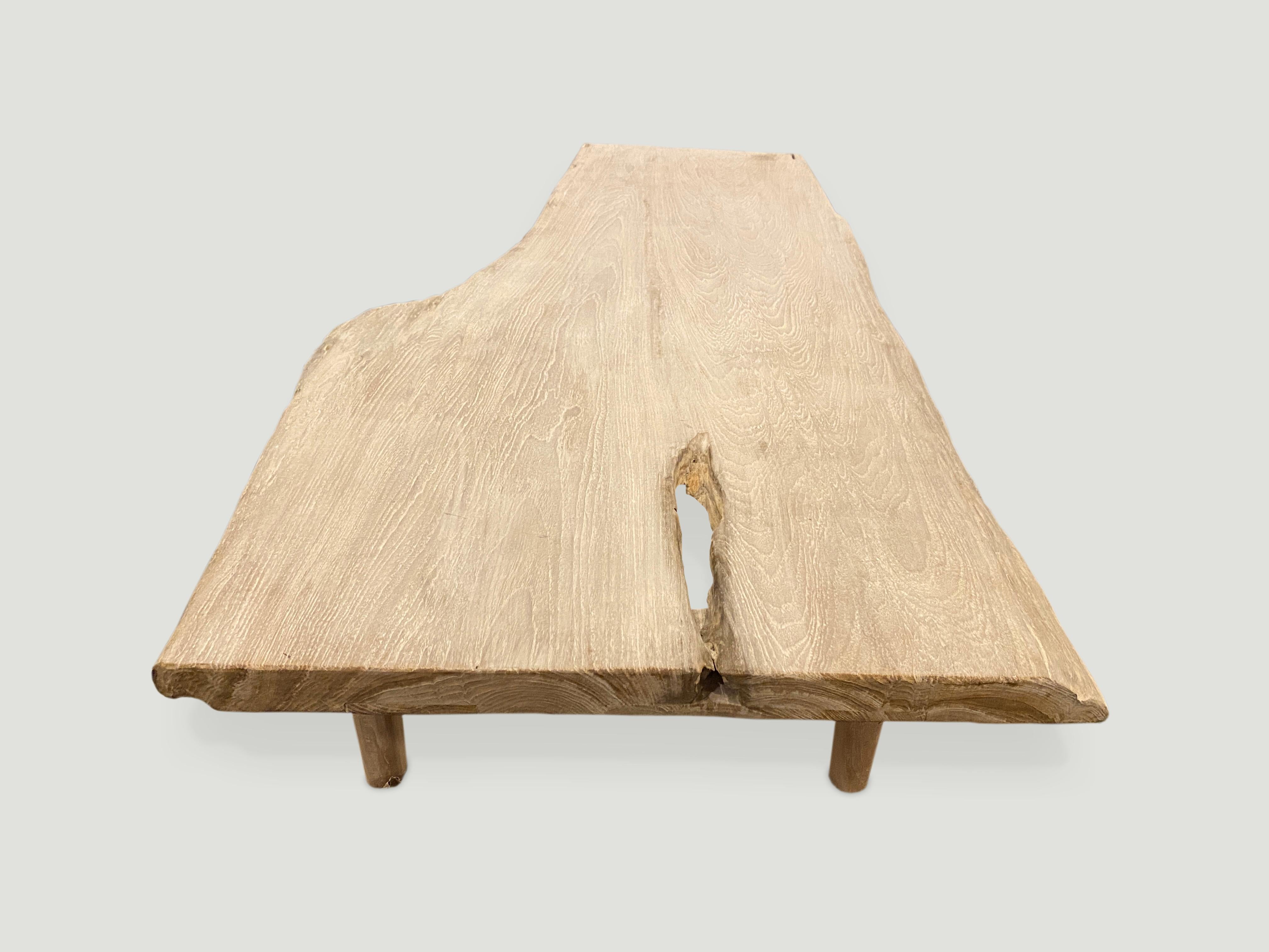 Andrianna Shamaris Live Edge Teak Wood Coffee Table or Bench In Excellent Condition For Sale In New York, NY