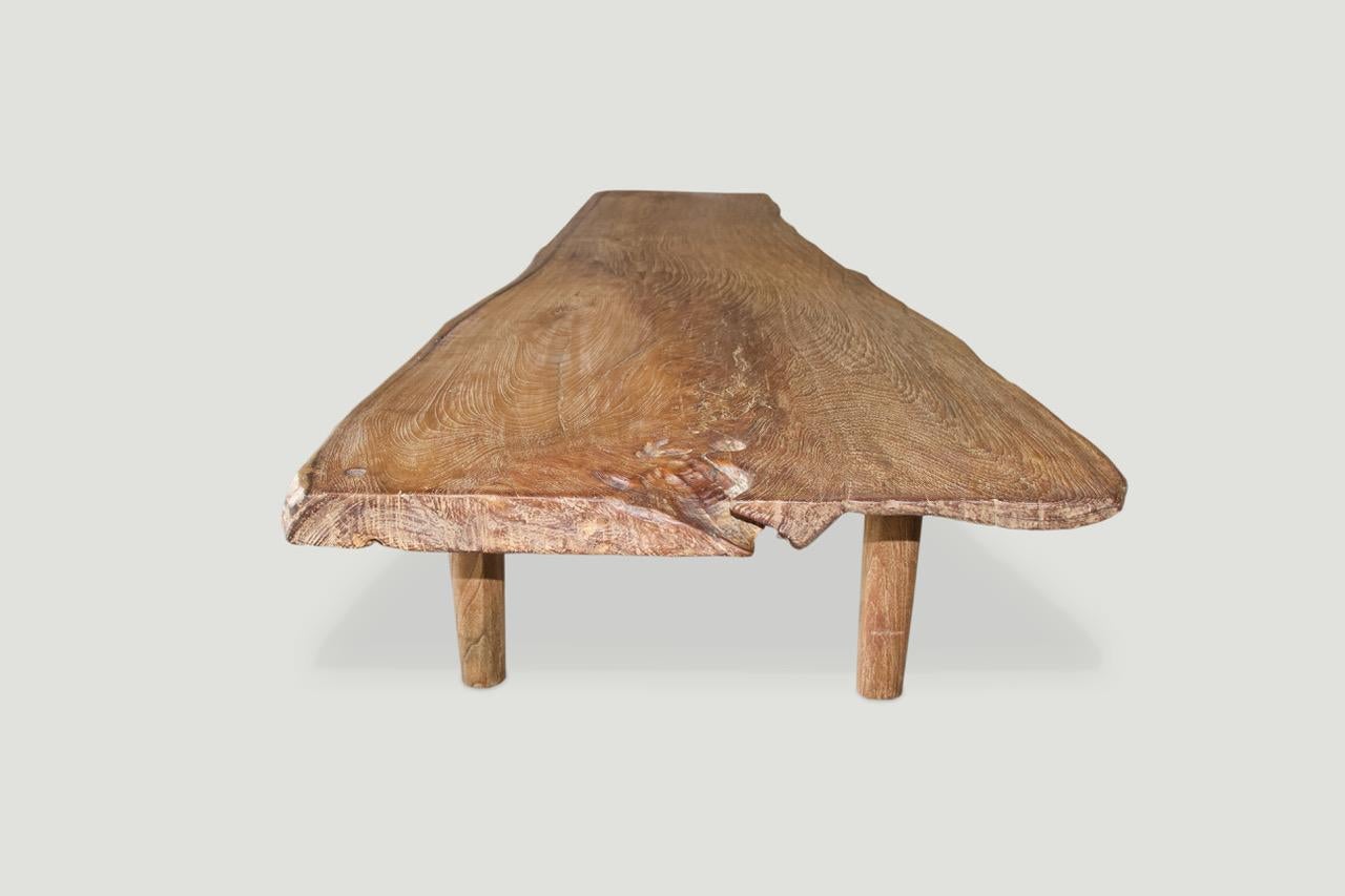 Andrianna Shamaris Live Edge Teak Wood Coffee Table or Bench In Excellent Condition For Sale In New York, NY
