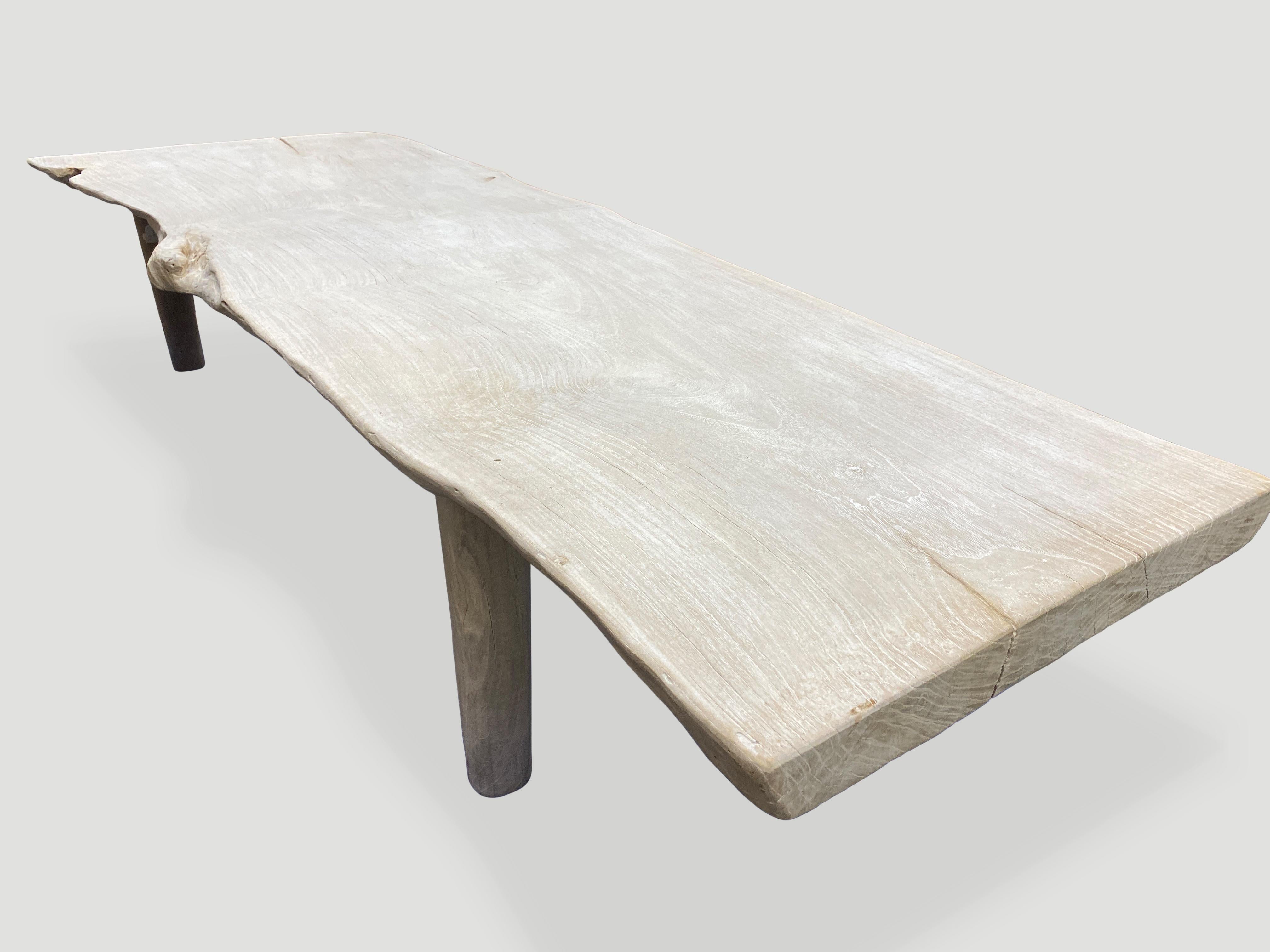 Contemporary Andrianna Shamaris Live Edge Teak Wood Coffee Table or Bench