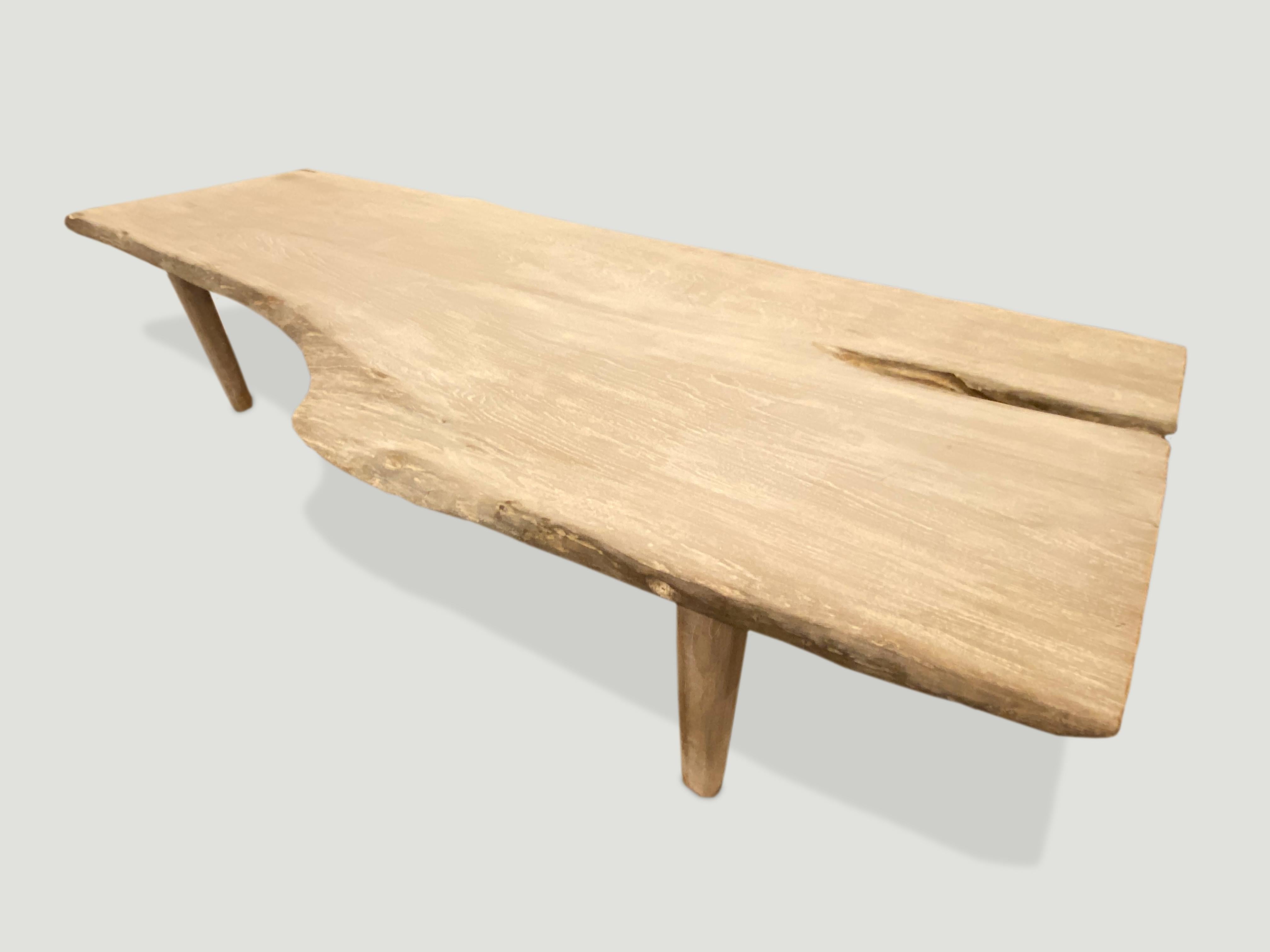 Andrianna Shamaris Live Edge Teak Wood Coffee Table or Bench For Sale 3