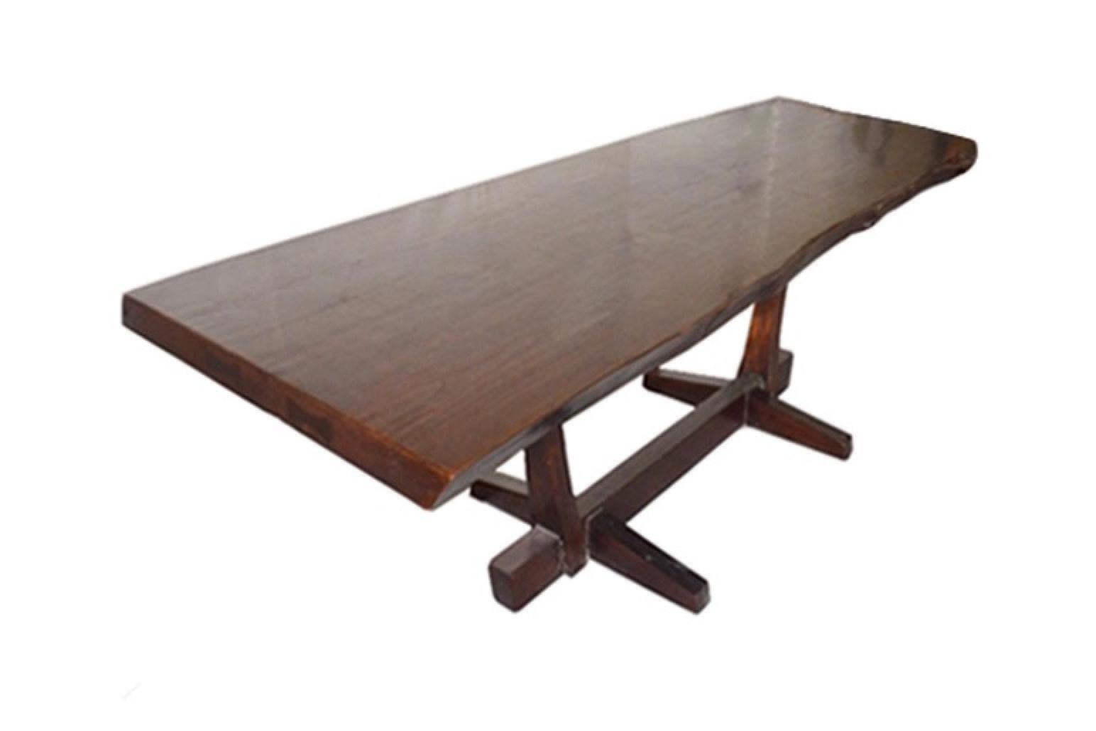 Organic Modern Andrianna Shamaris Live Edge Teak Wood Dining Table For Sale