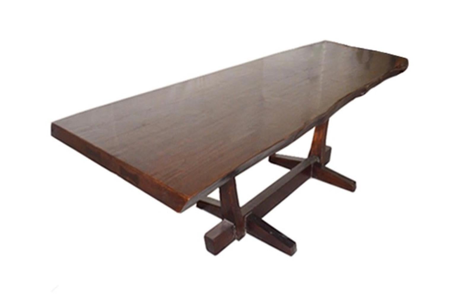Andrianna Shamaris Live Edge Teak Wood Dining Table In Excellent Condition For Sale In New York, NY