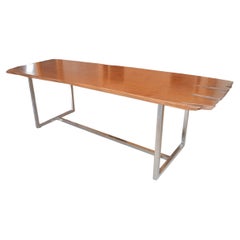 Andrianna Shamaris Live Edge Teak Wood Single Slab Dining Table