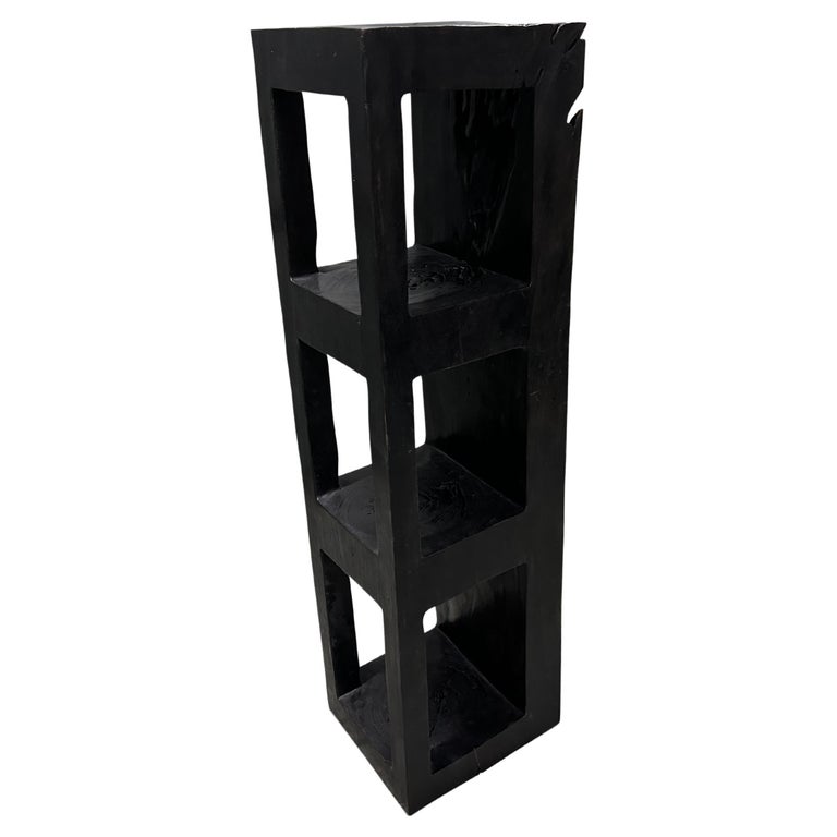 Andrianna Shamaris Log Style Teak Wood Charred Shelf For Sale at 1stDibs