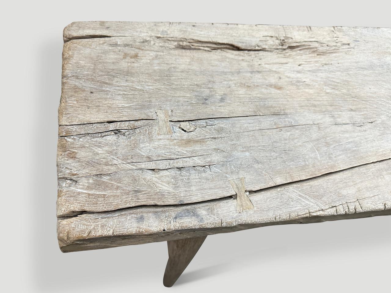 Organic Modern Andrianna Shamaris Long St. Barts Teak Wood Console Table For Sale