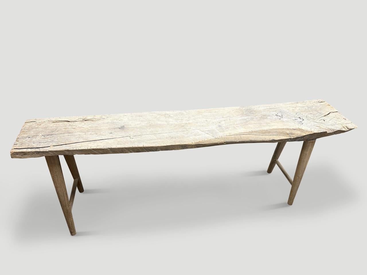 Andrianna Shamaris Long St. Barts Teak Wood Console Table For Sale 1
