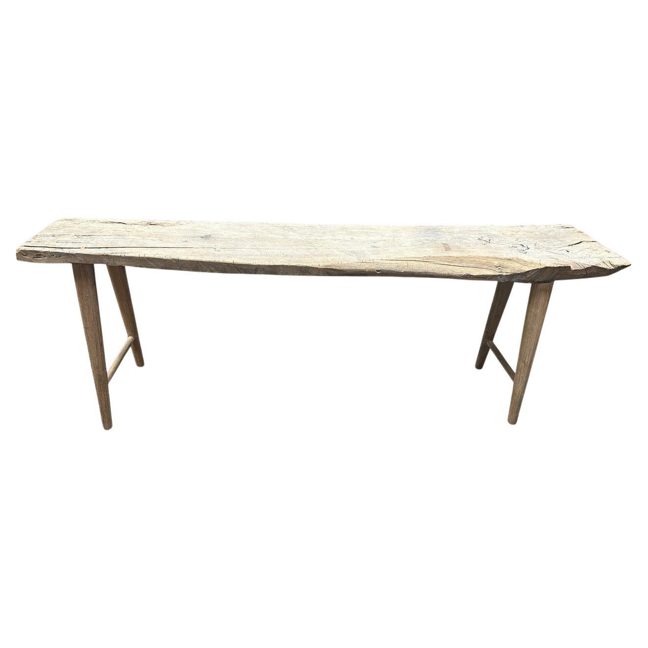Andrianna Shamaris Long St. Barts Teak Wood Console Table For Sale