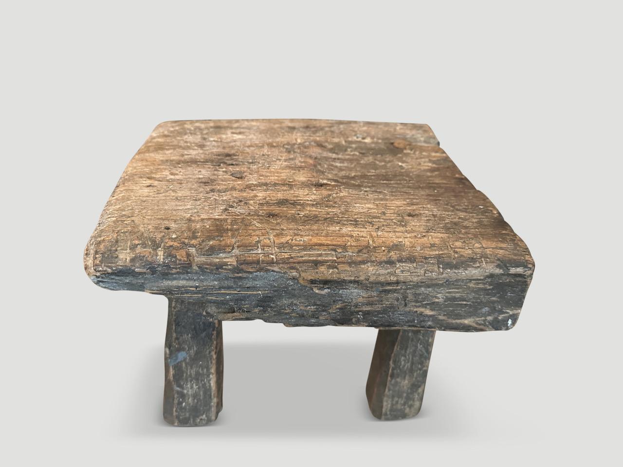 Andrianna Shamaris Low Antique Stool or Side Table  In Excellent Condition For Sale In New York, NY