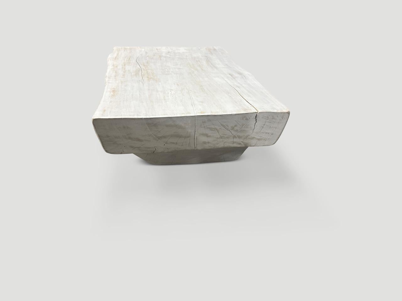 Contemporary Andrianna Shamaris Low Minimalist White Washed Coffee Table For Sale