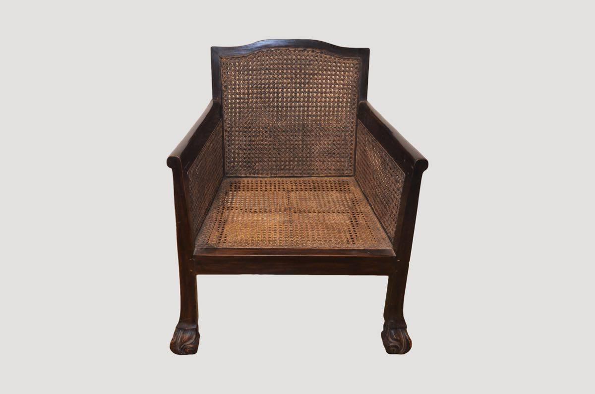 Organic Modern Andrianna Shamaris Low Teak Wood Colonial Chair