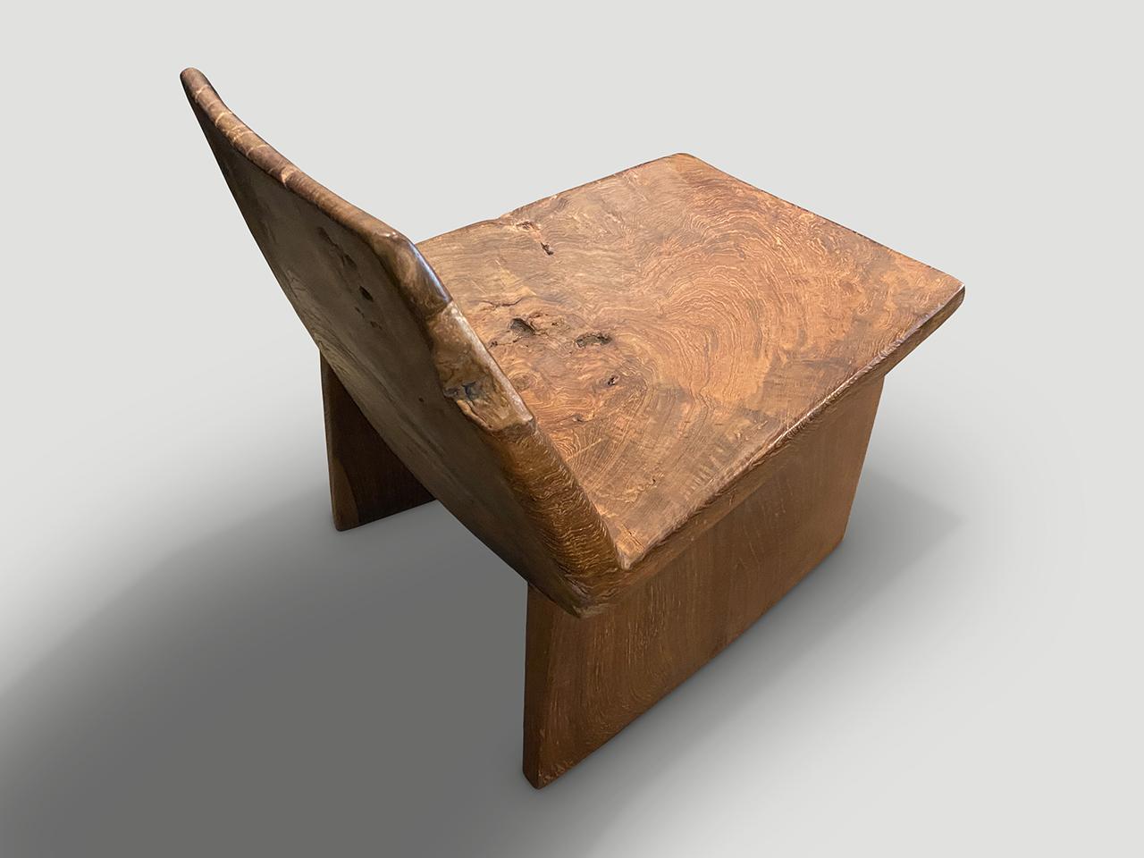 Wood Andrianna Shamaris Low Wabi Sabi Chair or Side Table For Sale
