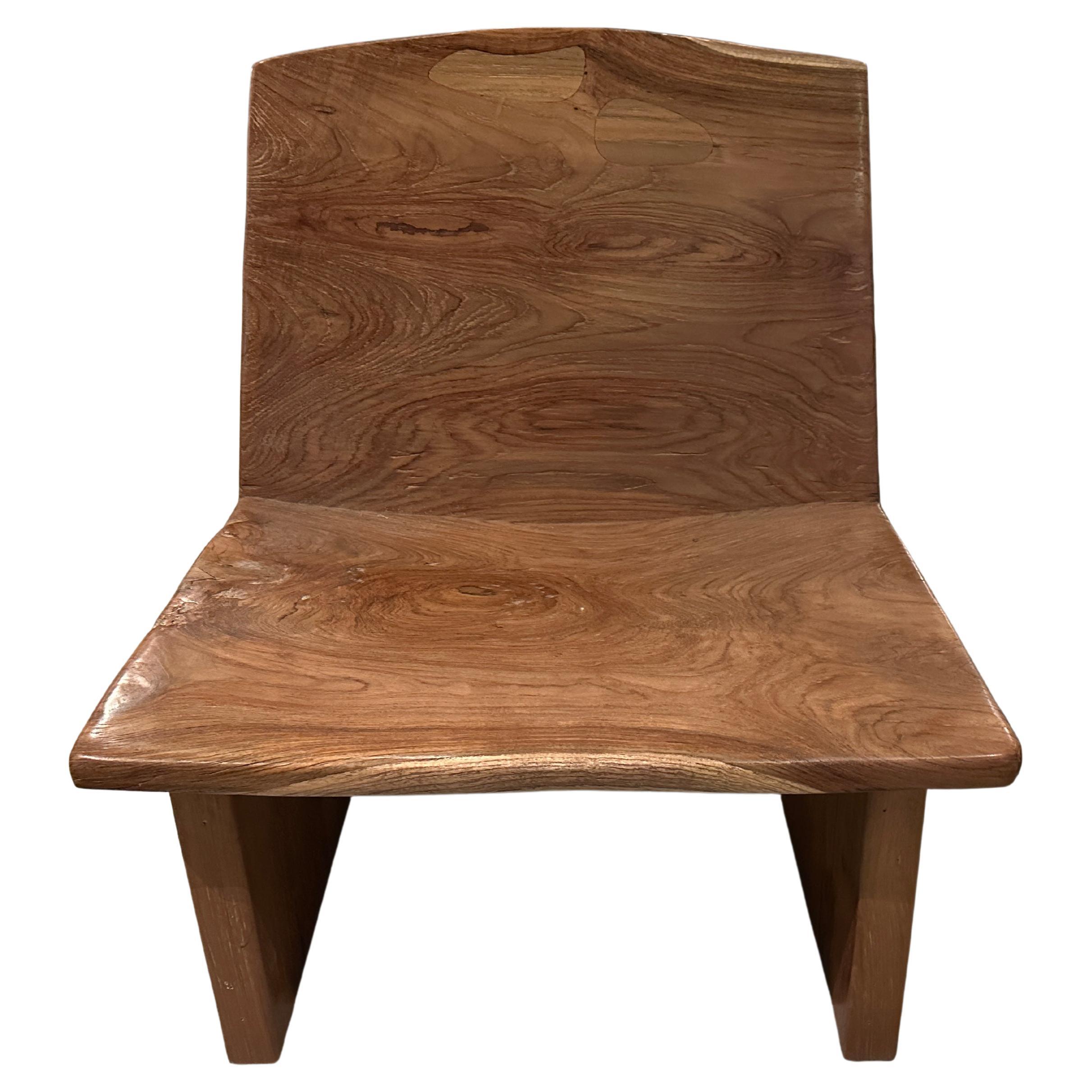 Andrianna Shamaris Low Wabi Sabi Teak Wood Chair or Side Table