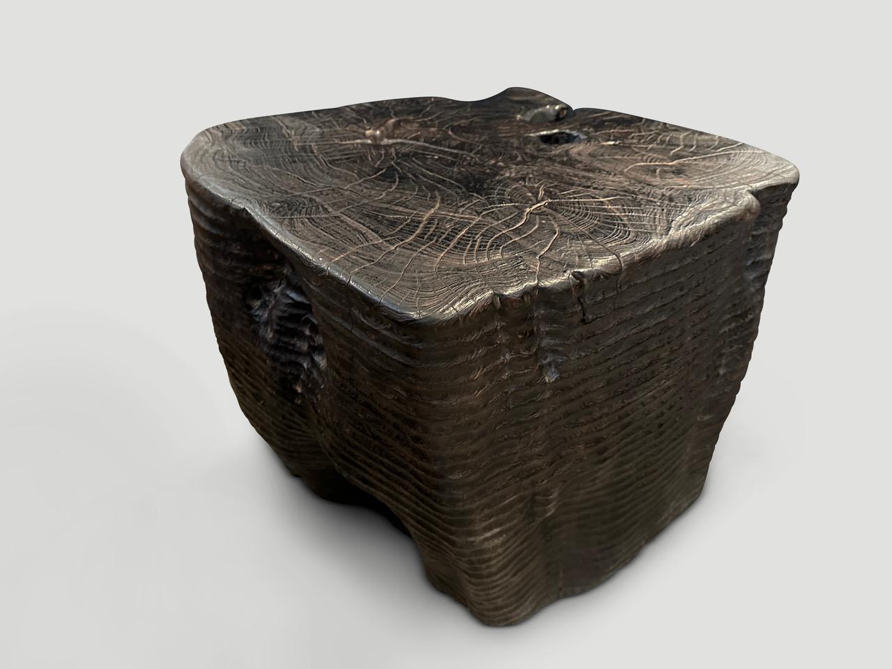 Andrianna Shamaris Magnificent Teak Wood Side Table or Pedestal In Excellent Condition For Sale In New York, NY