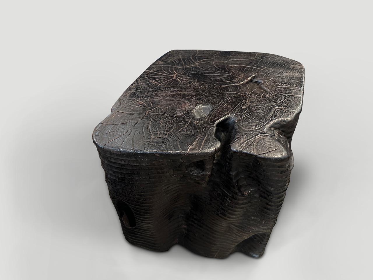 Andrianna Shamaris Magnificent Teak Wood Side Table or Pedestal For Sale 1
