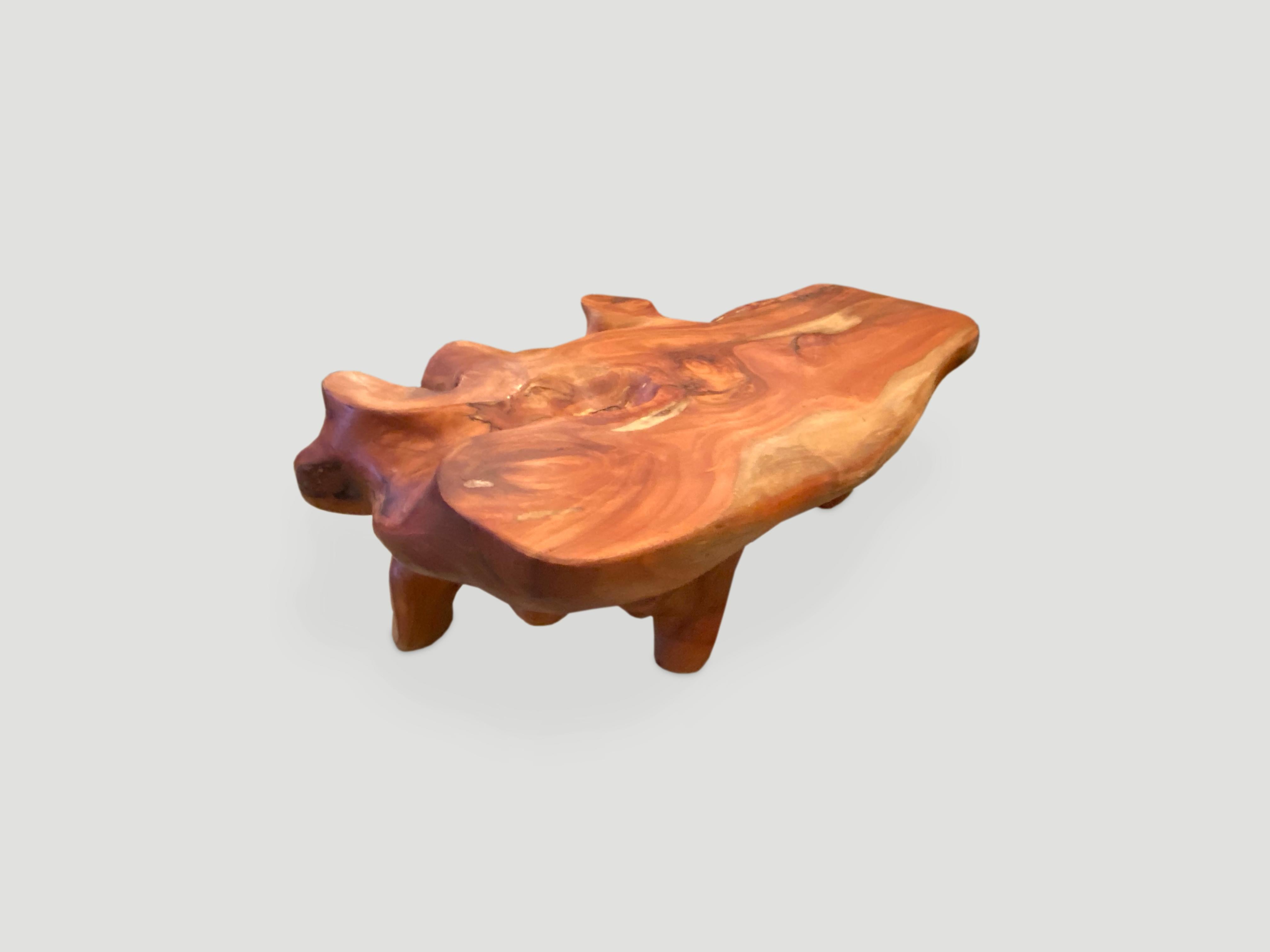 Sculptural coffee table carved from a single reclaimed mahogany root with a natural oil finish. Organic is the new modern.

Own an Andrianna Shamaris original.

Andrianna Shamaris. The Leader In Modern Organic Design.