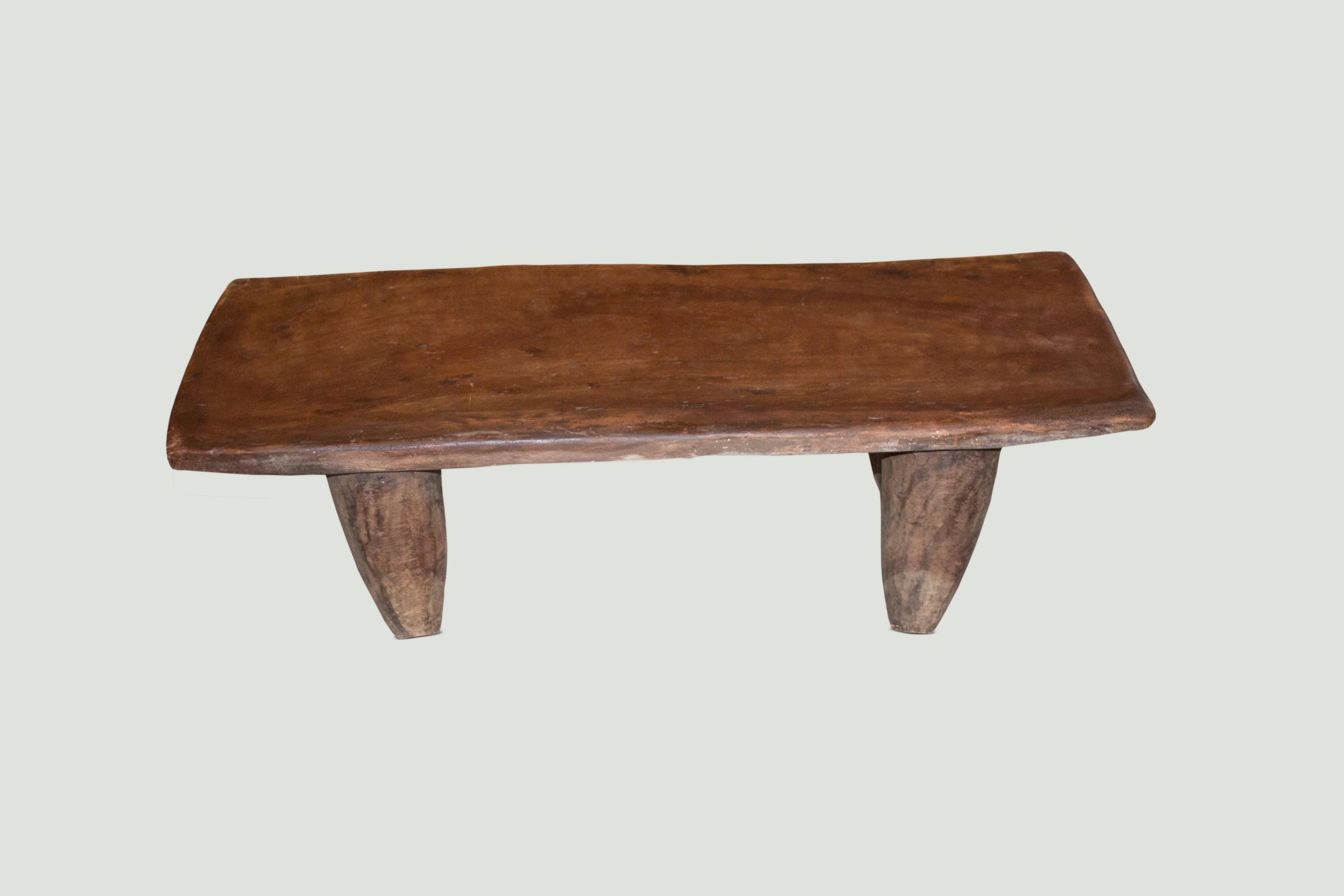 Antique bench or coffee table carved from a single piece of mahogany wood.

This bench or coffee table was sourced in the spirit of wabi-sabi, a Japanese philosophy that beauty can be found in imperfection and impermanence. It’s a beauty of things