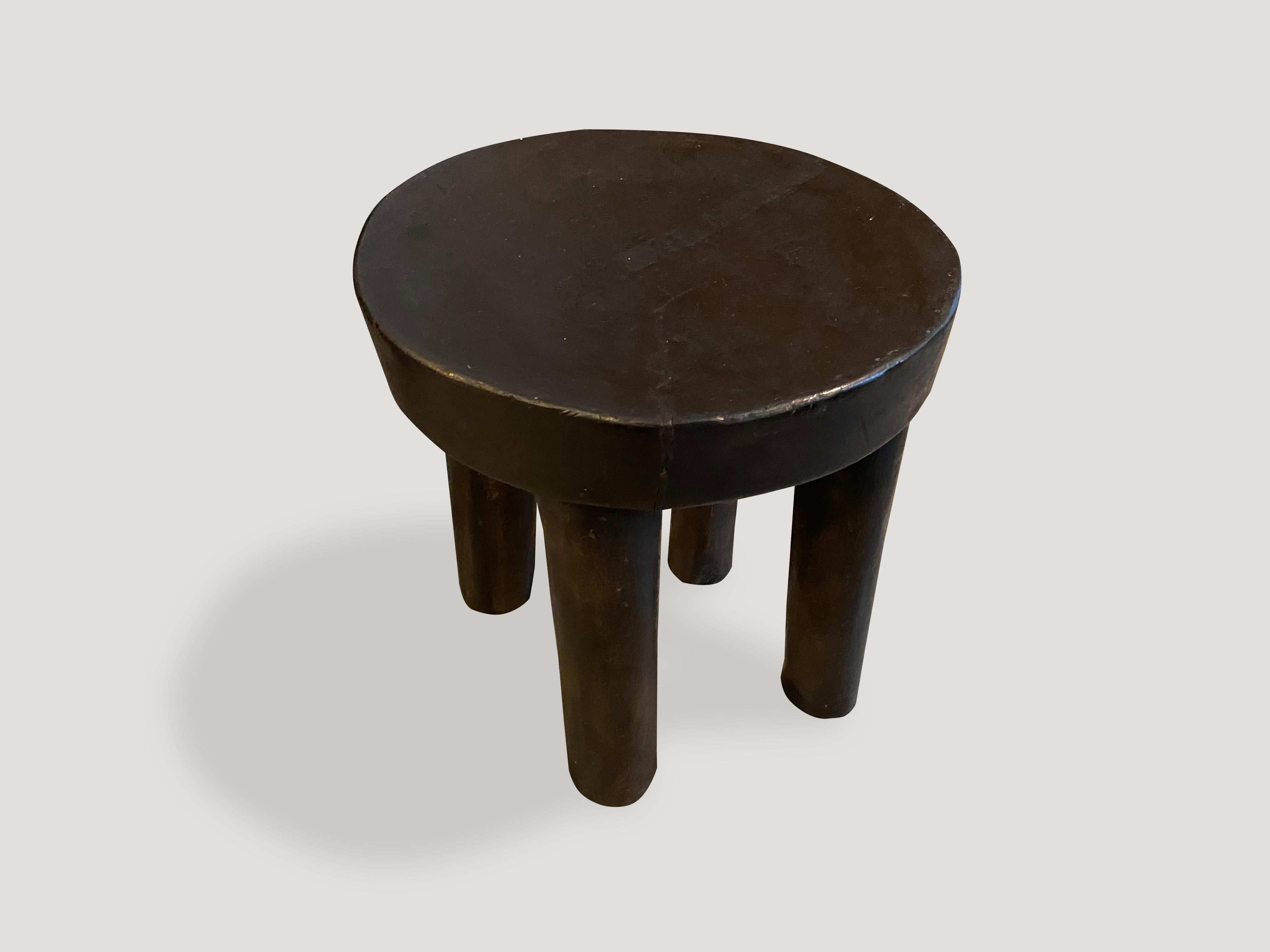 Andrianna Shamaris Mahogany Wood African Side Table or Stool In Excellent Condition In New York, NY