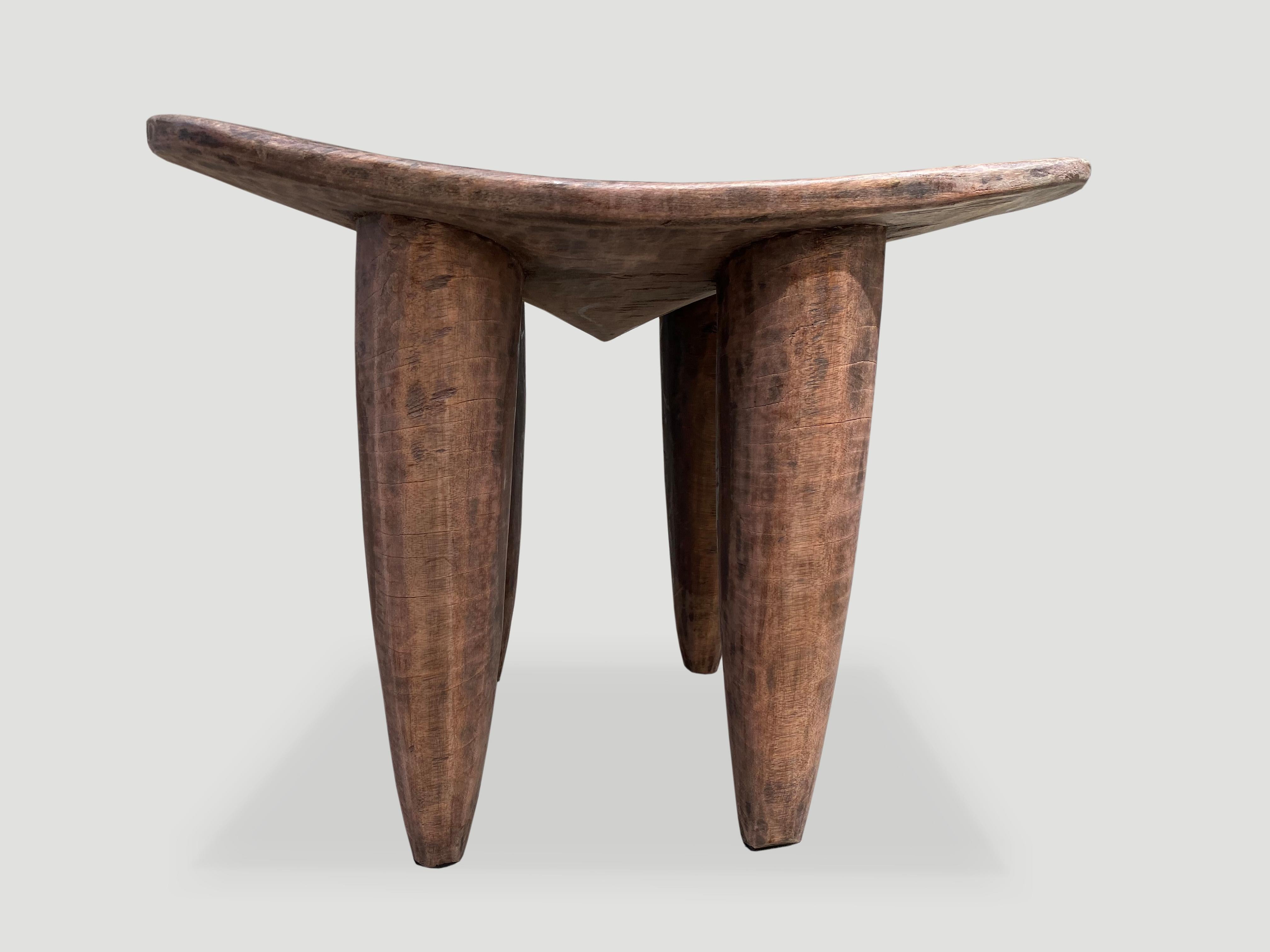 Beautiful antique side table, stool or bench, hand carved from a single block of mahogany wood. Both sculptural and usable. We only source the best. 

This side table or stool was sourced in the spirit of wabi-sabi, a Japanese philosophy that