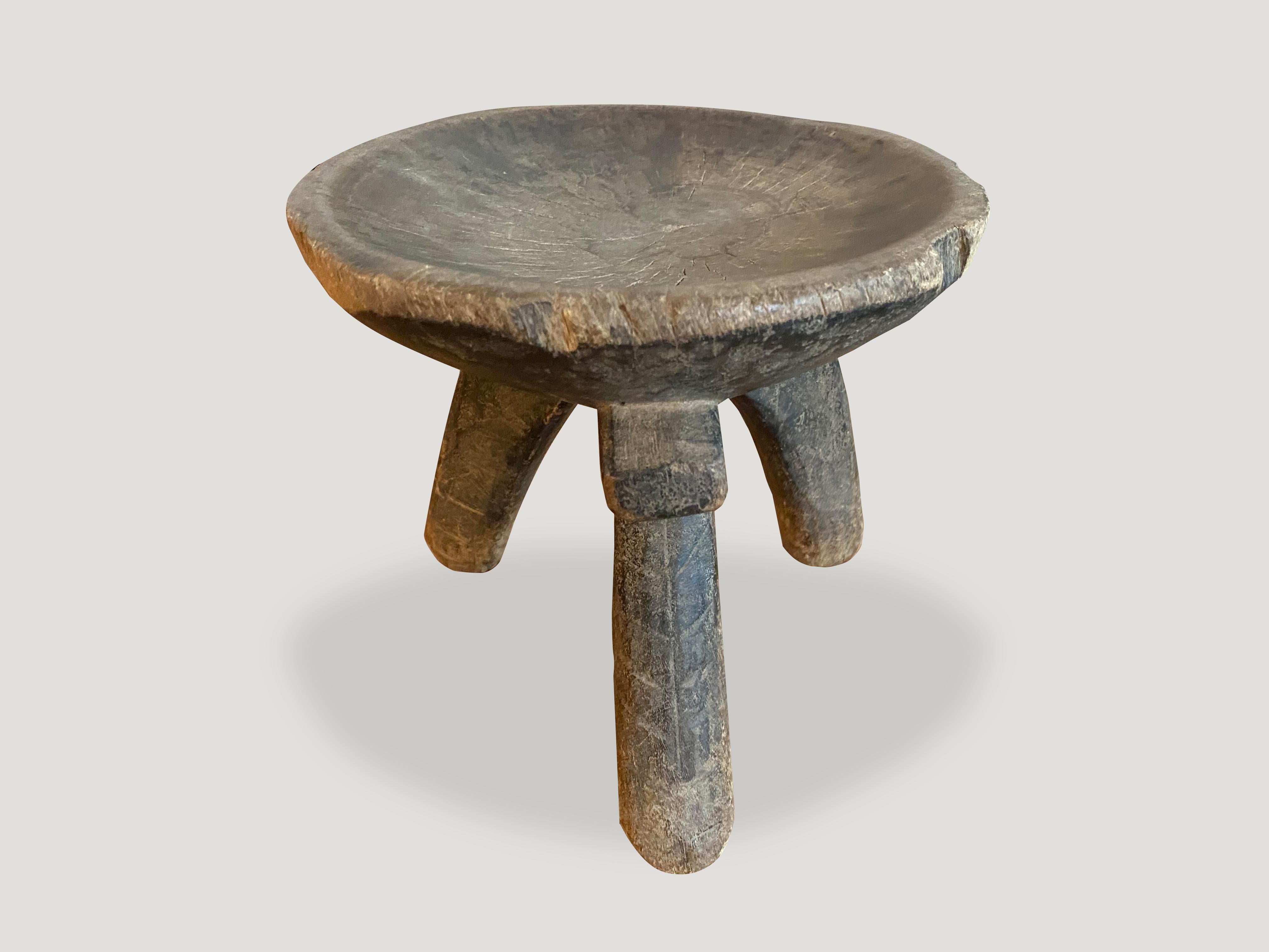 Andrianna Shamaris Mahogany Wood Antique African Side Table, Stool or Bowl In Excellent Condition In New York, NY