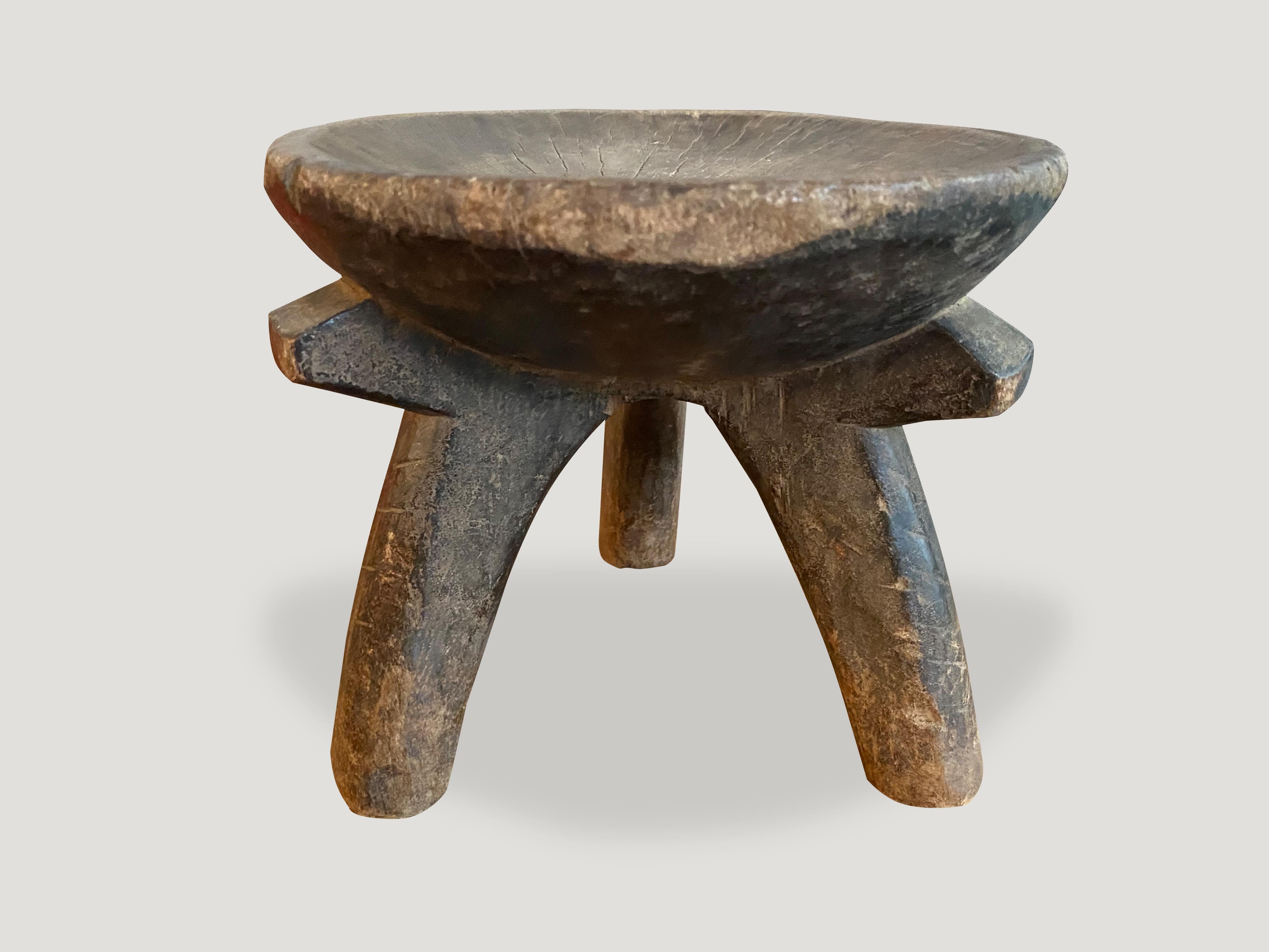 Mid-20th Century Andrianna Shamaris Mahogany Wood Antique African Side Table, Stool or Bowl